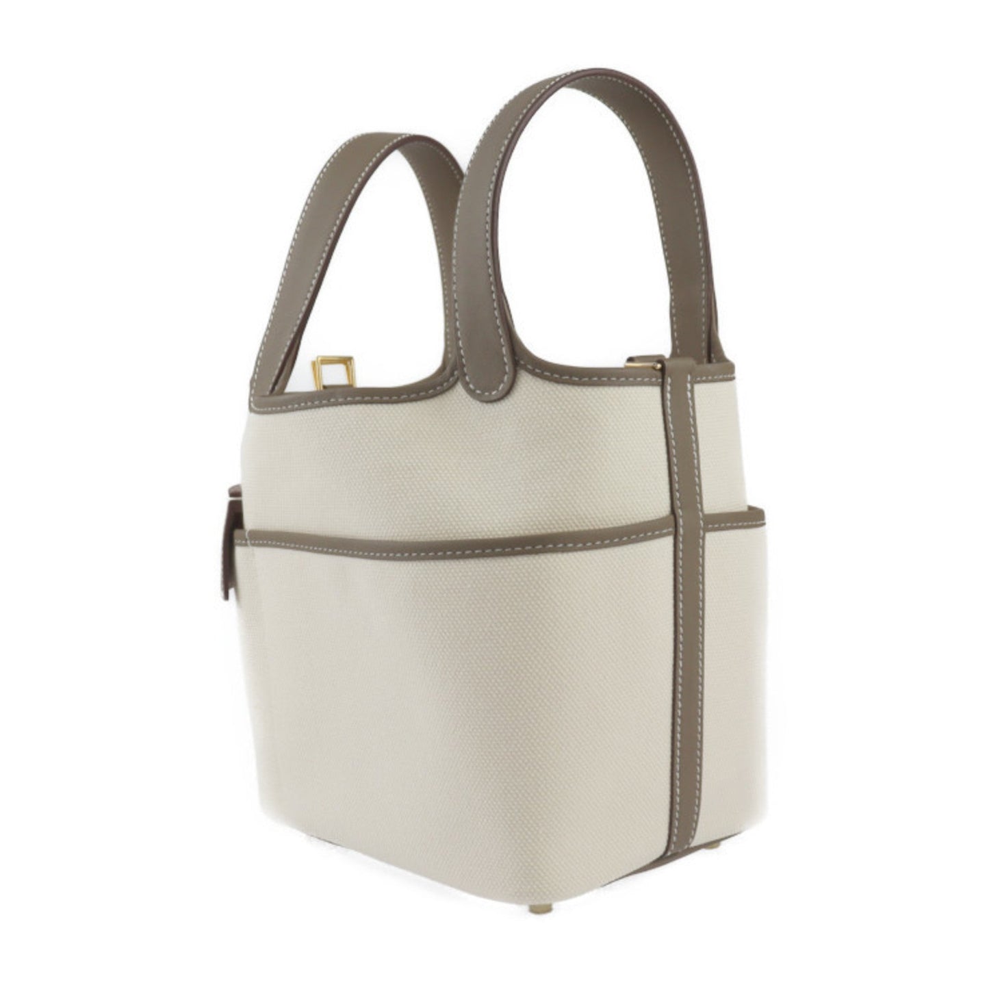 Hermes Picotin Ecru Etoupe Epsom Handbag Tote Bag Leather Gray