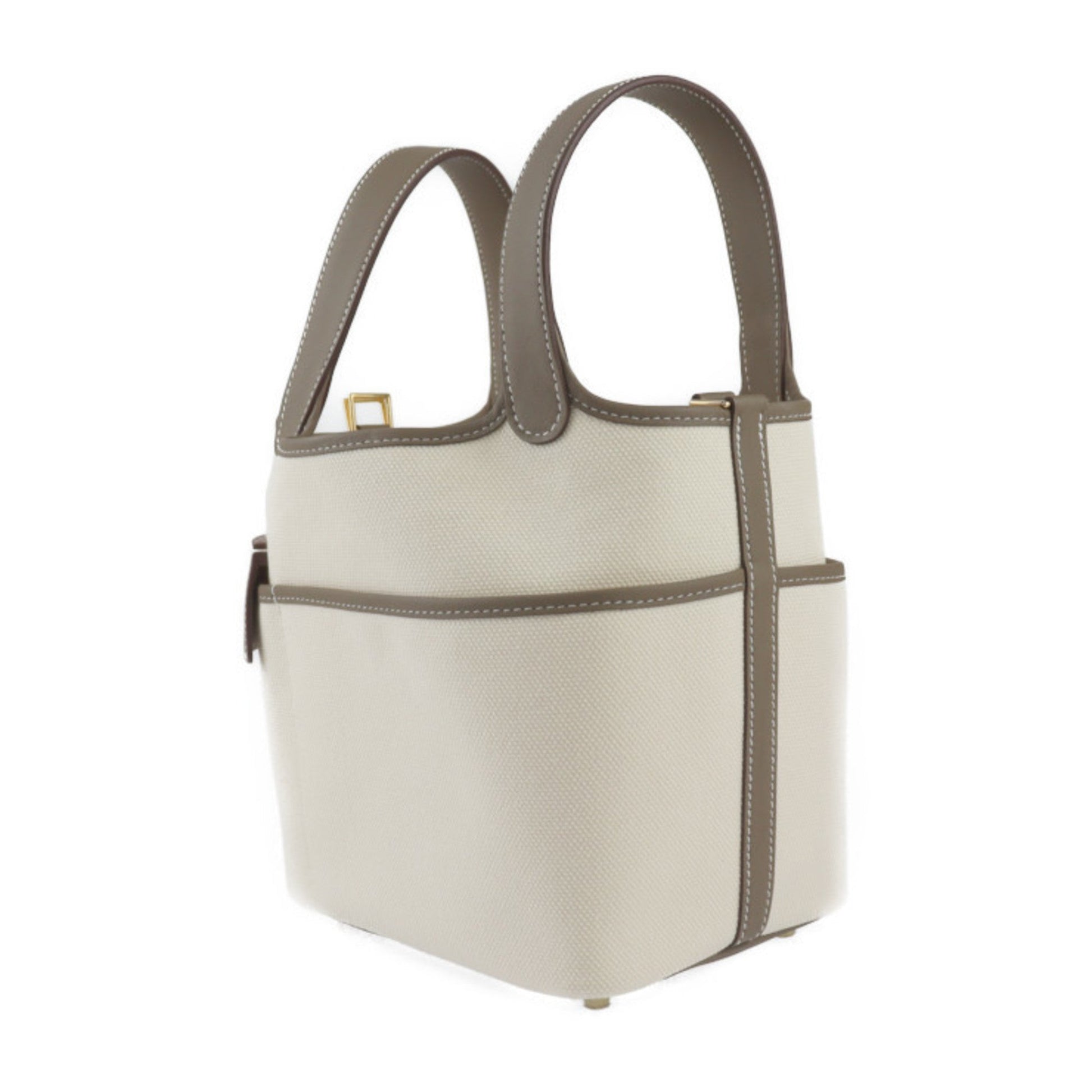 Hermes Picotin Ecru Etoupe Epsom Handbag Tote Bag Leather Gray