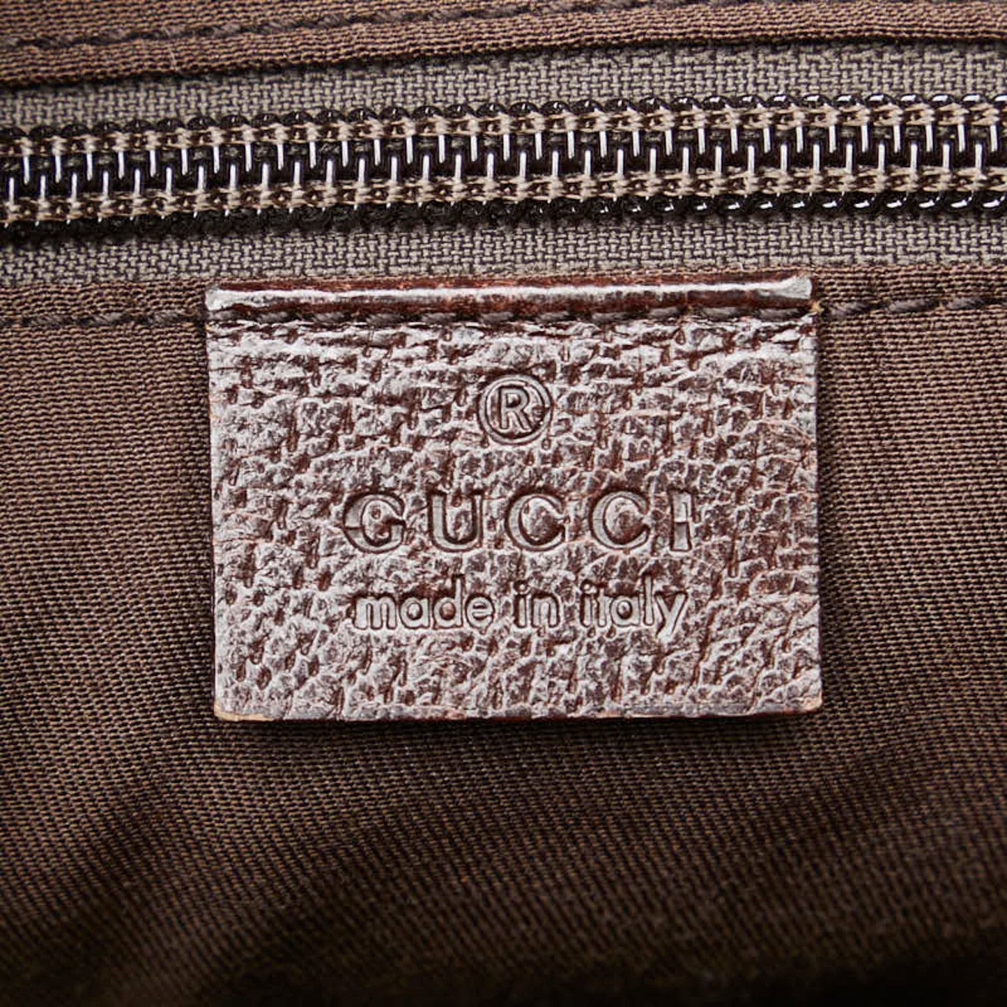 Gucci Beige Brown Canvas Leather Shoulder Bag