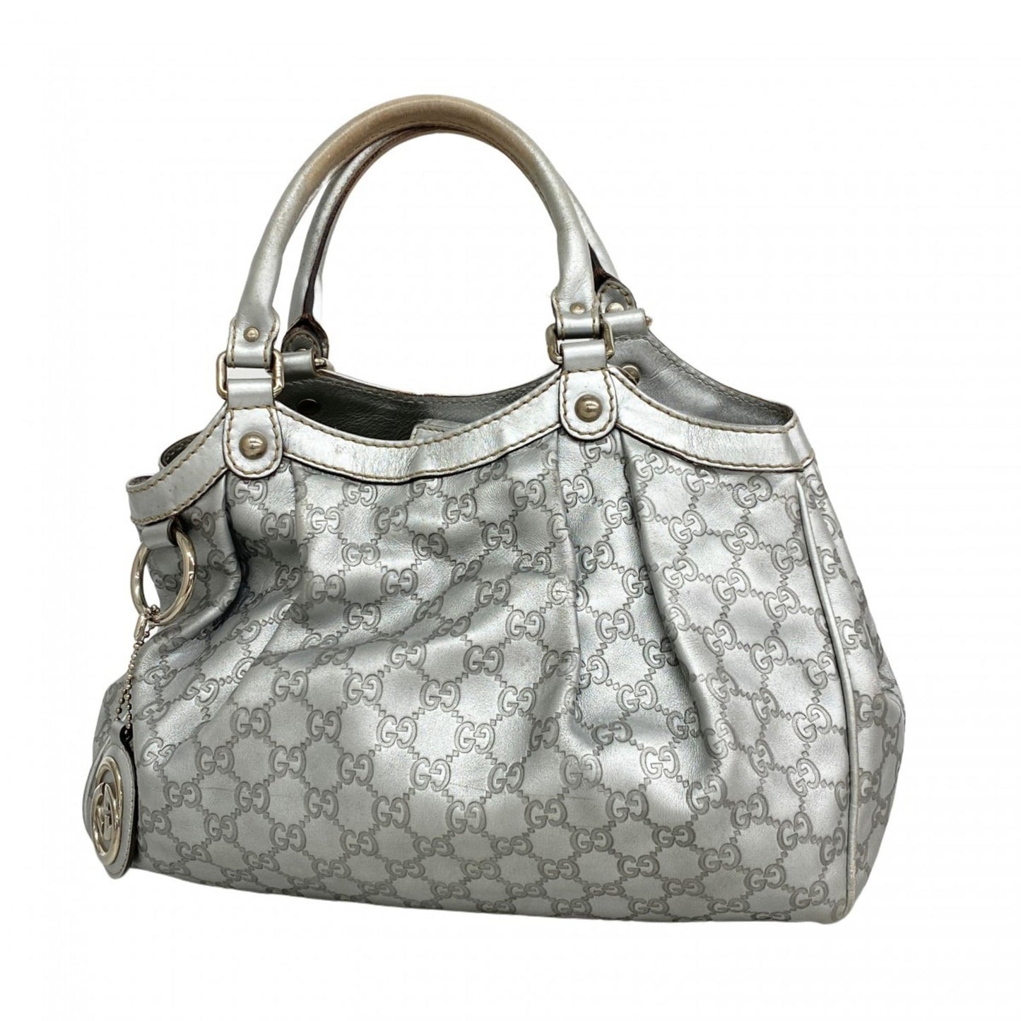 Gucci Silver Leather Handbag