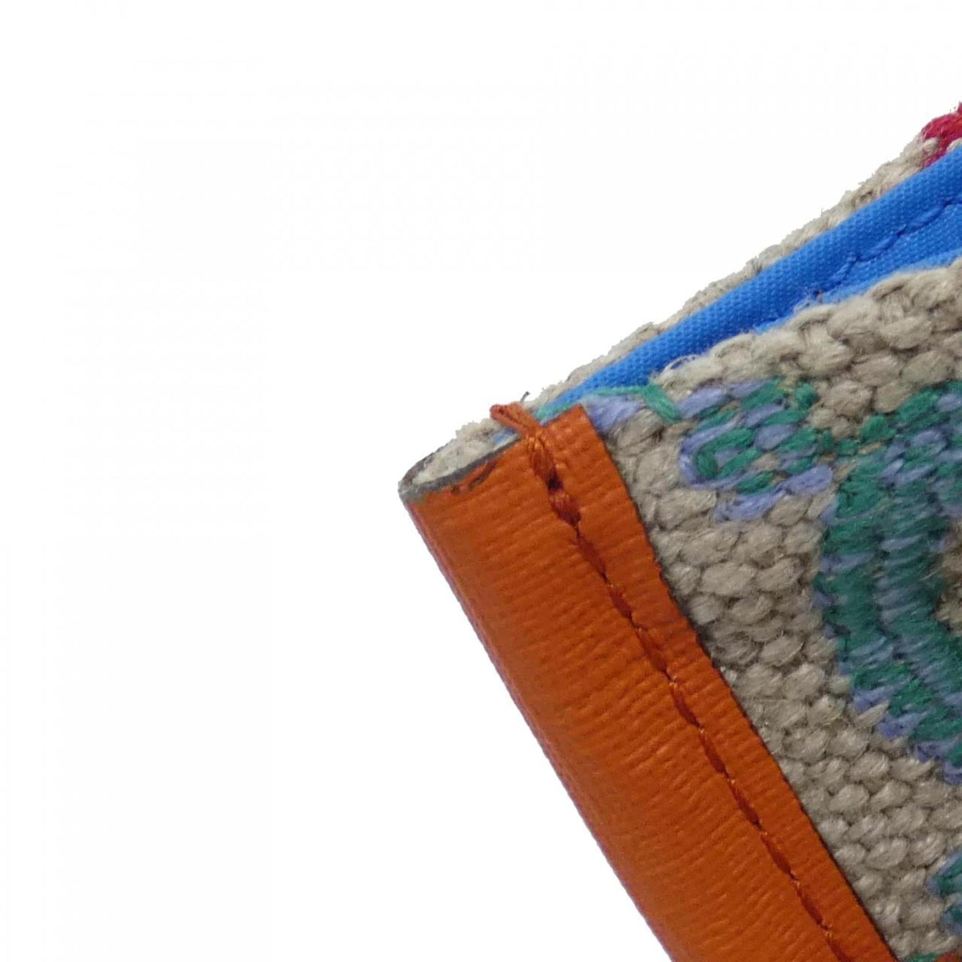 Gucci Multi-Color Orange Linen Canvas Handbag
