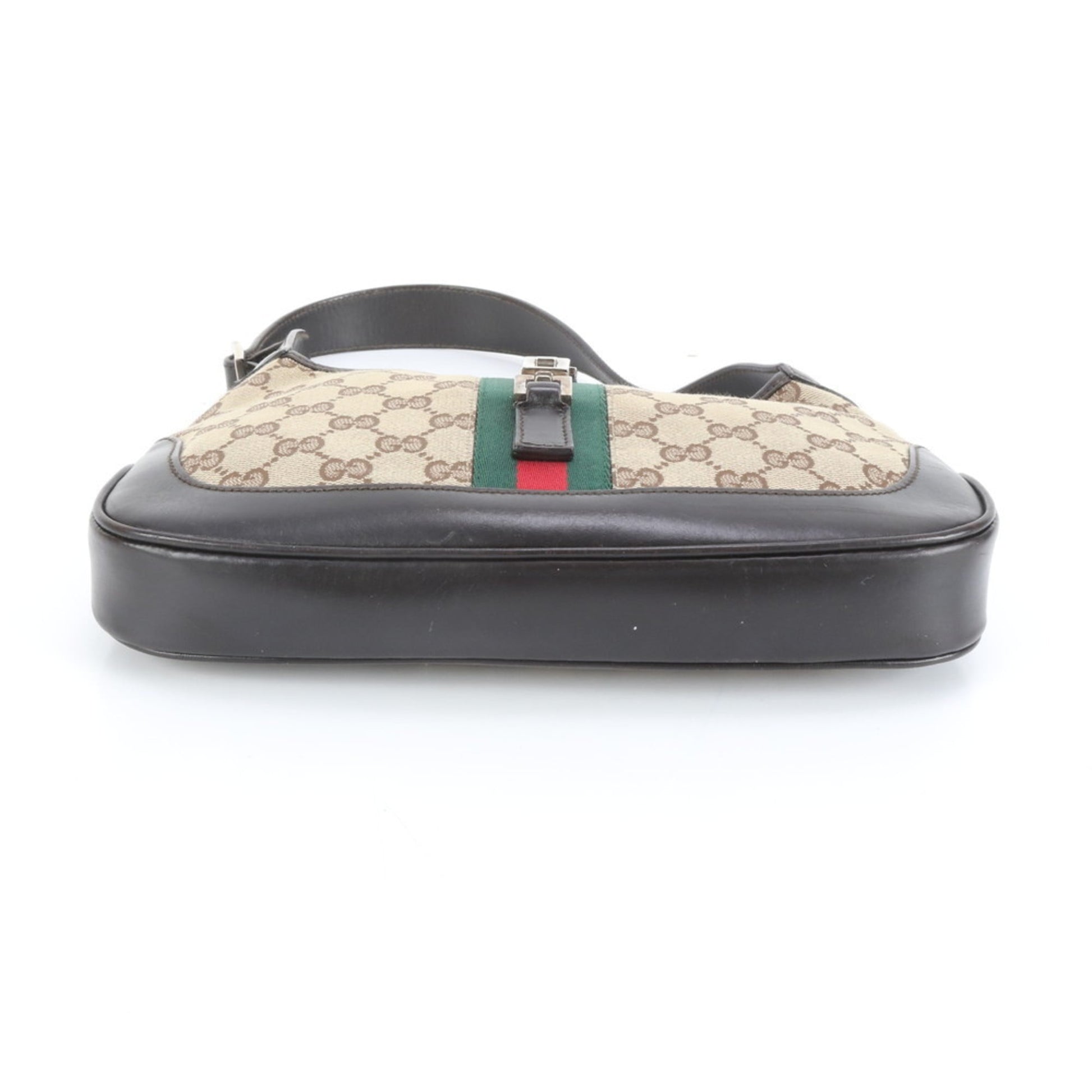 Gucci Brown Leather Canvas Shoulder Bag