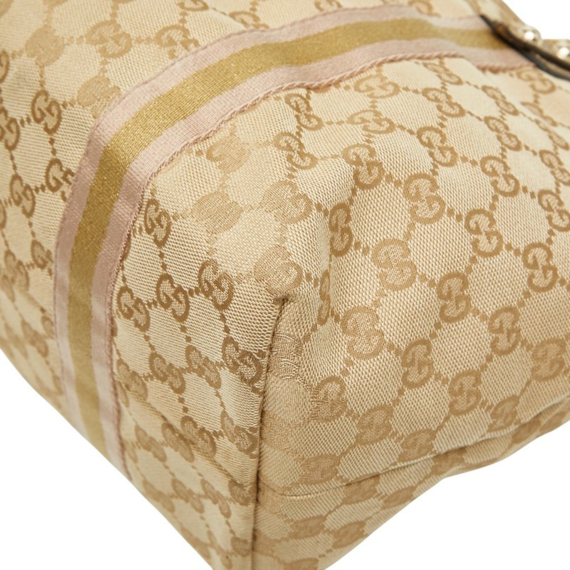 Gucci Brown Gold Canvas Leather Handbag Tote Bag