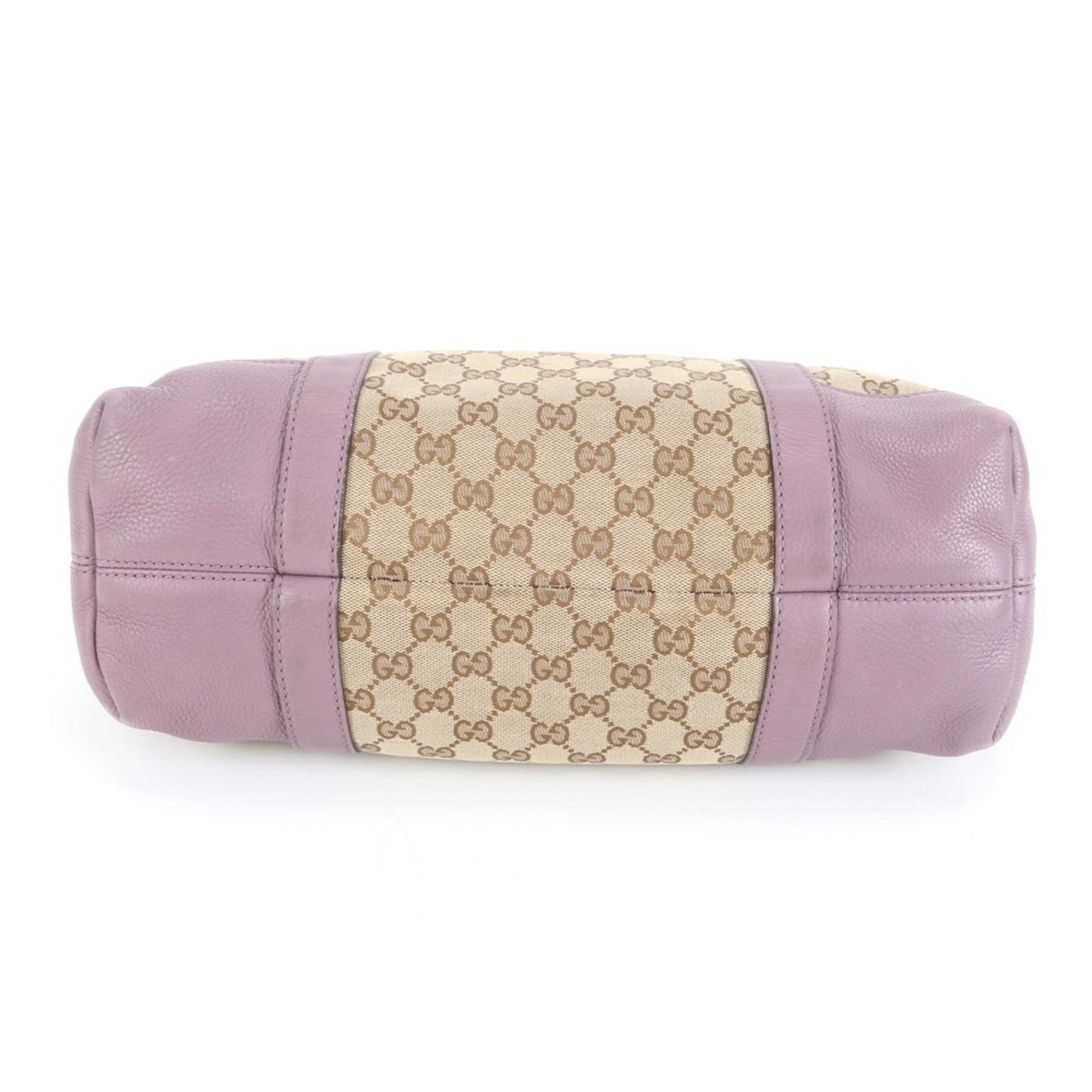 Gucci Brown Purple Leather Canvas Tote Bag