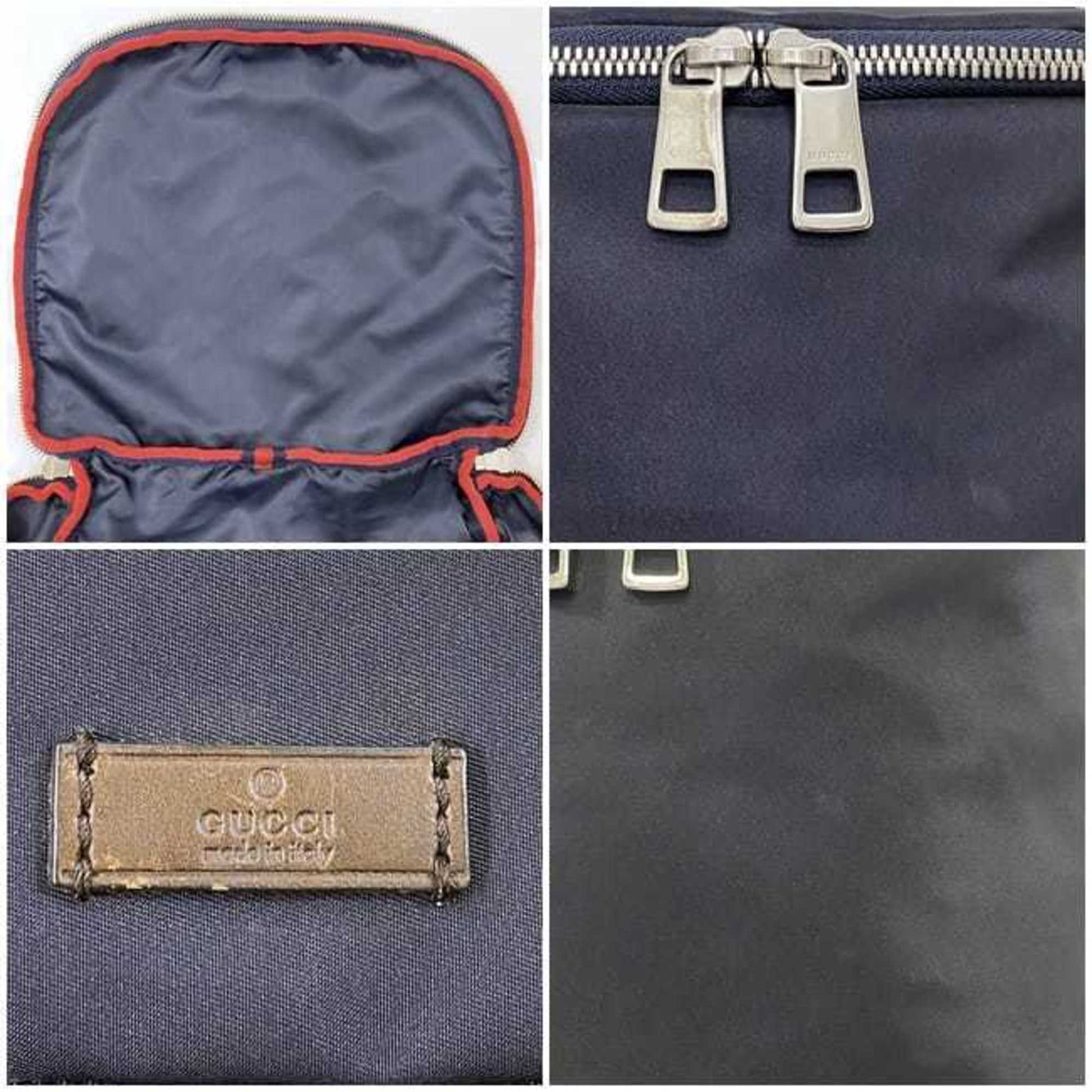 Gucci Diamante Gray Navy Nylon Leather Backpack