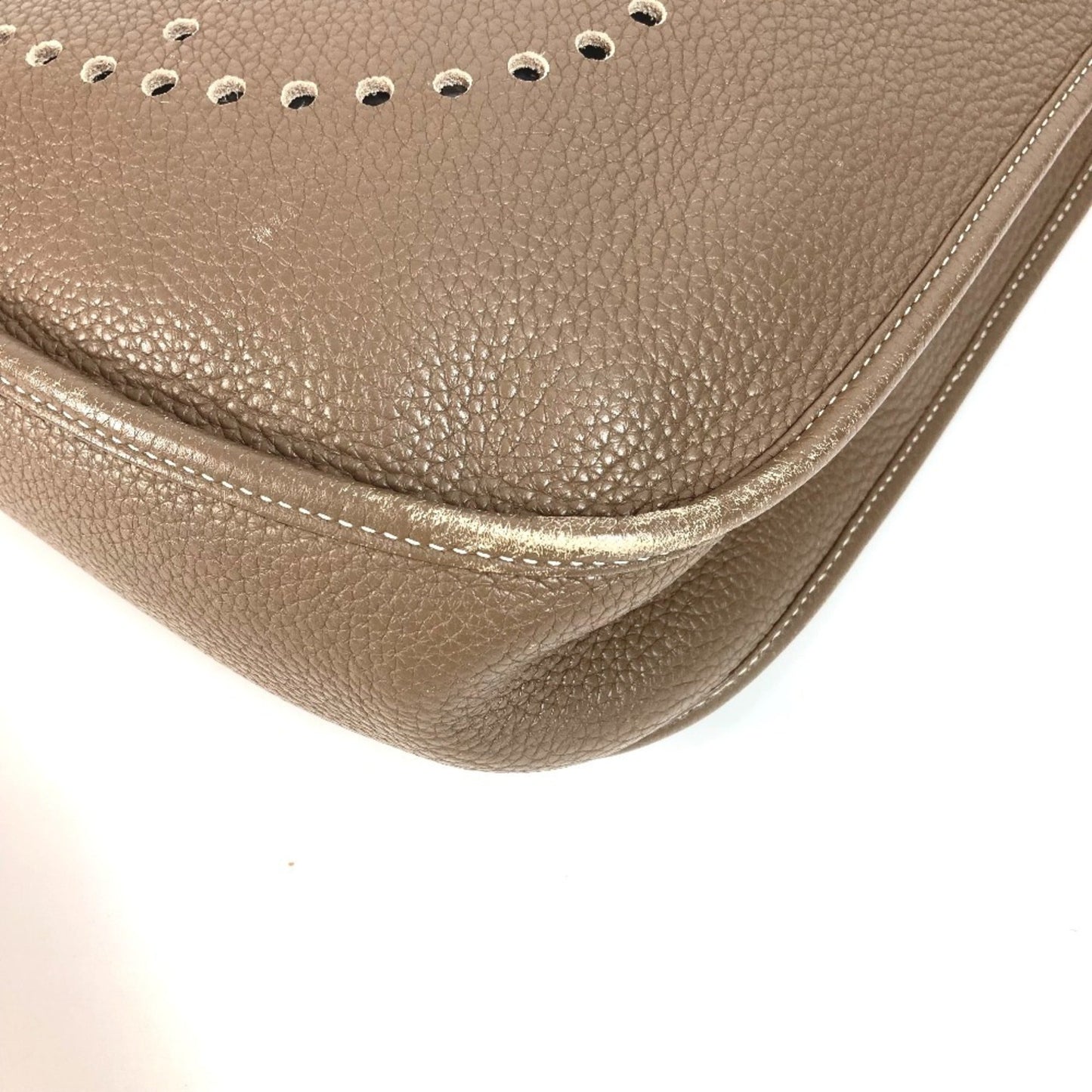 Hermes Etoupe Taurillon Clemence Shoulder Bag Leather Gray 2