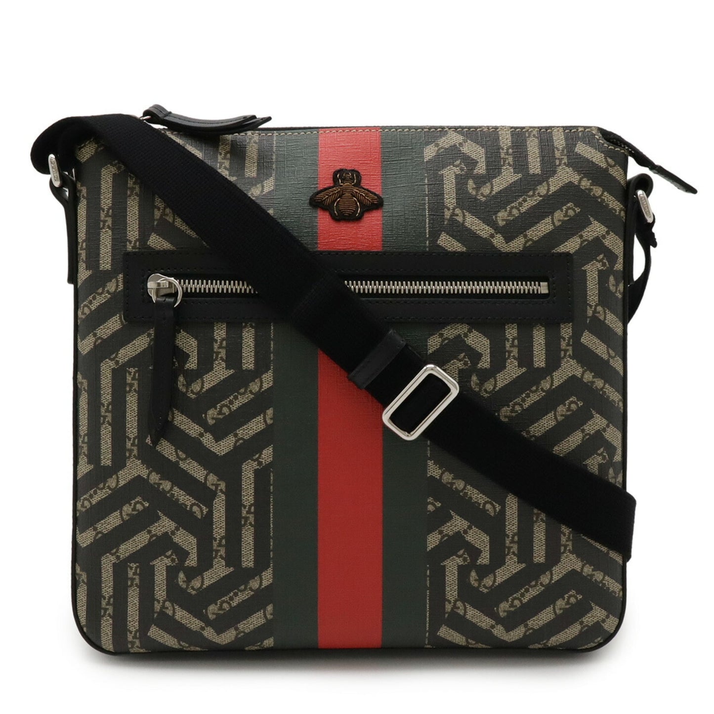 Gucci Beige Black Green Red Color Gg Supreme Leather Shoulder Bag
