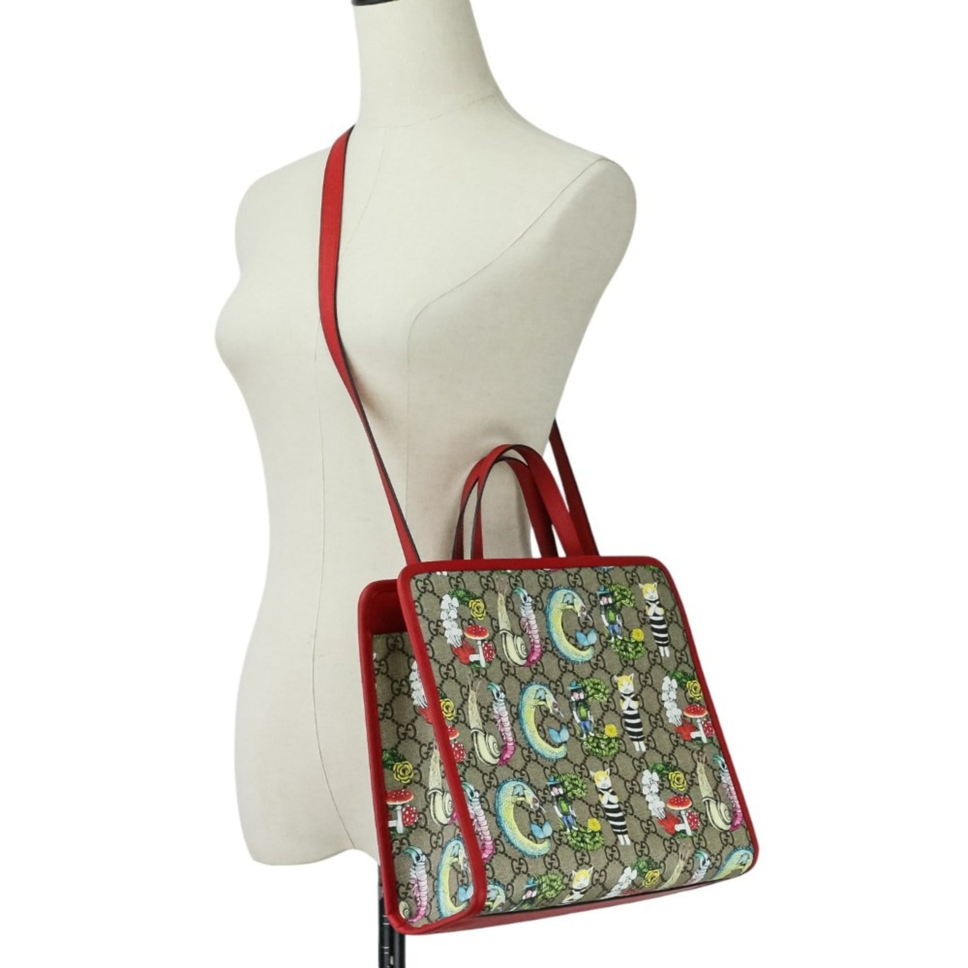 Gucci Beige Red Color Gg Supreme Tote Bag