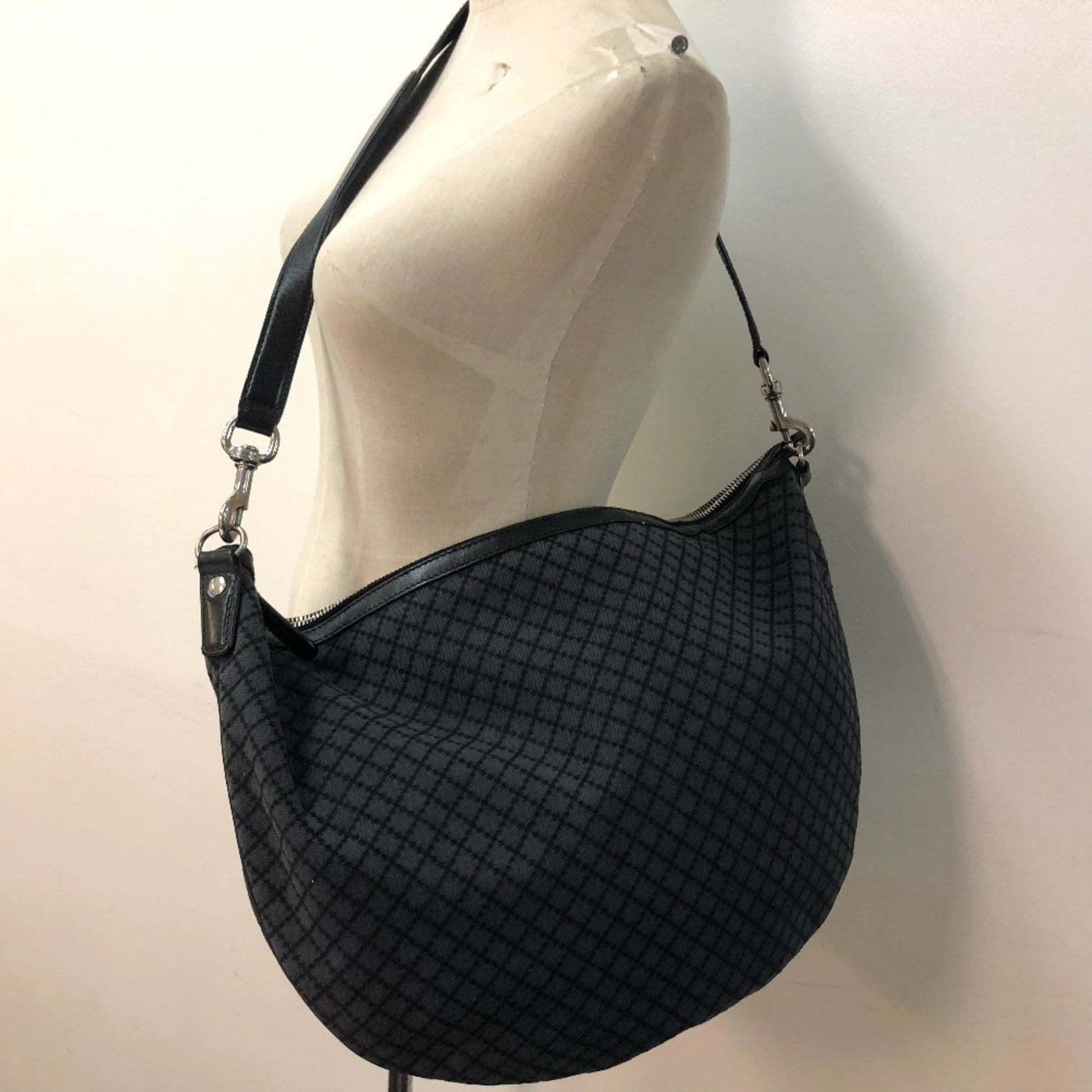 Gucci Diamante Black Gray Canvas Shoulder Bag