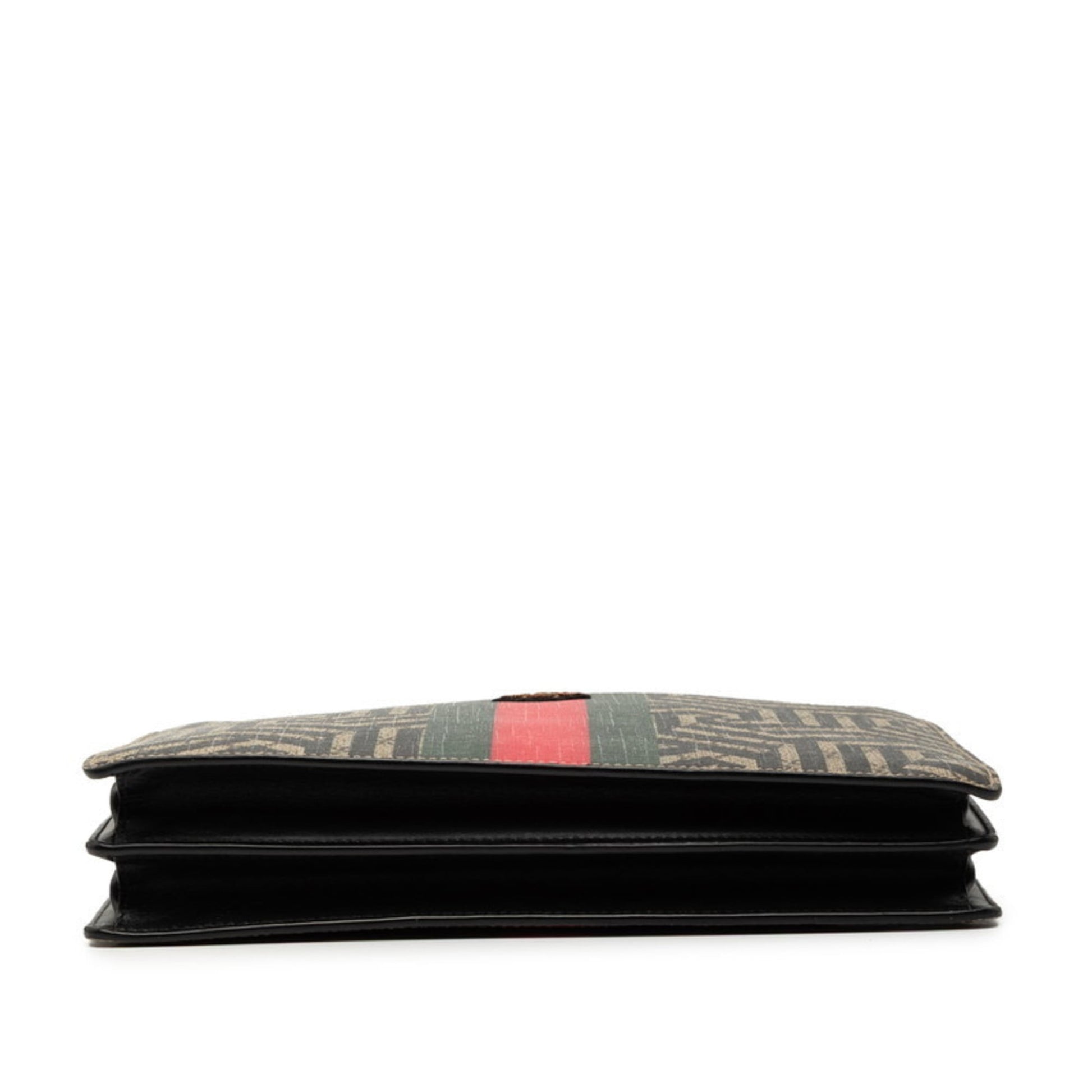 Gucci Beige Black Leather Clutch Bag Shoulder Bag
