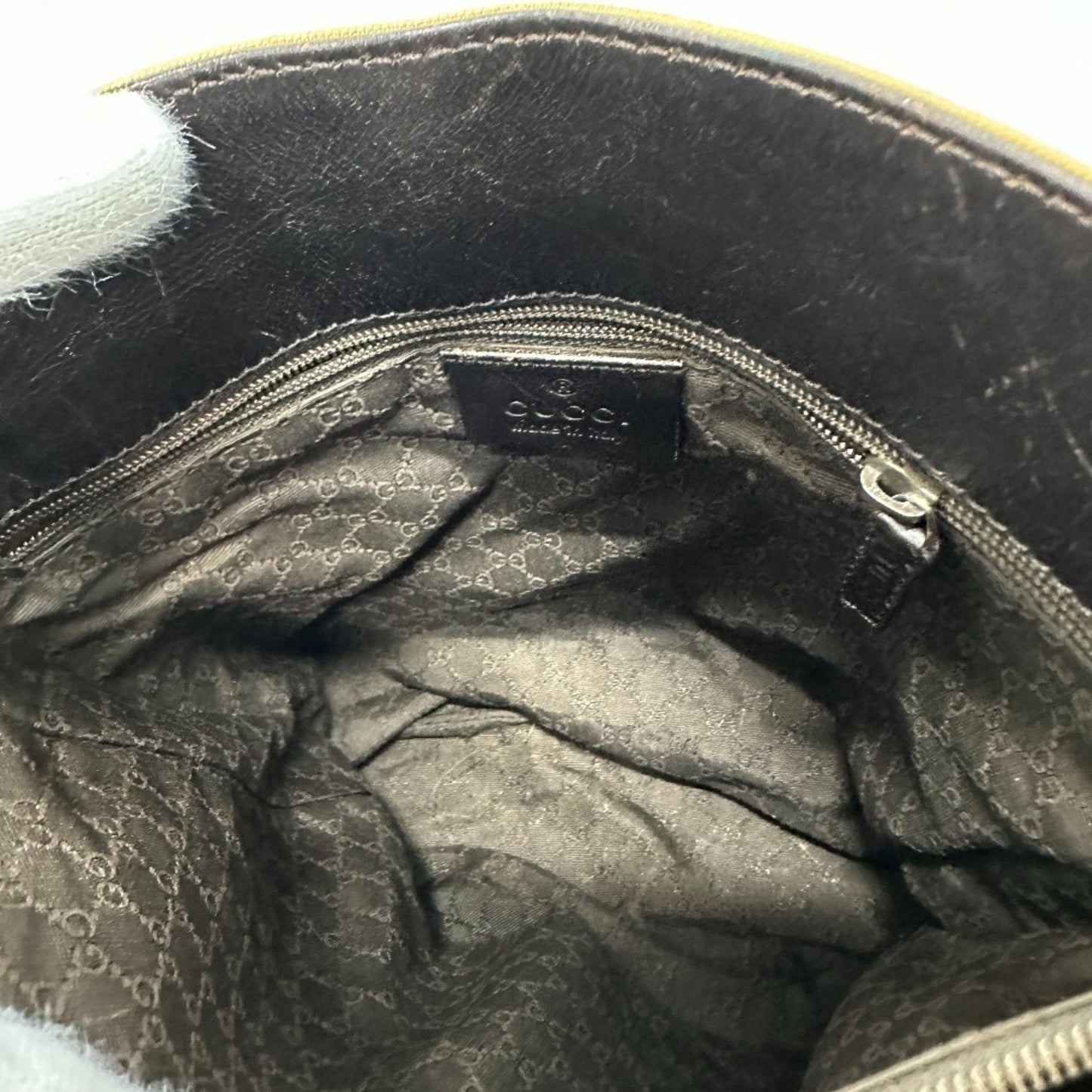 Gucci Beige Leather Canvas Shoulder Bag
