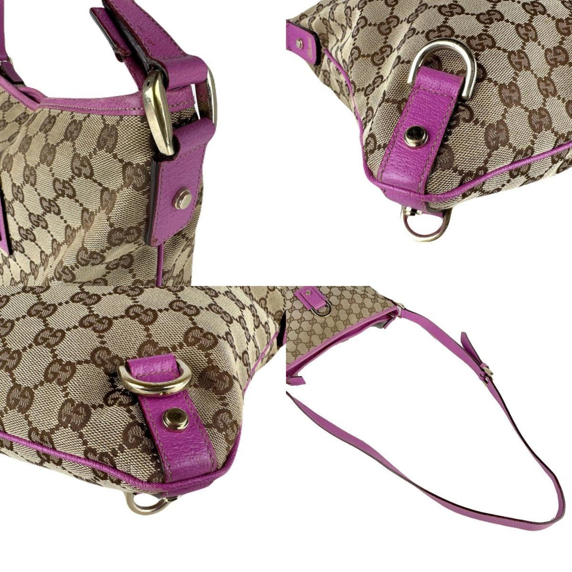 Gucci Brown Purple Gg Canvas Leather Shoulder Bag