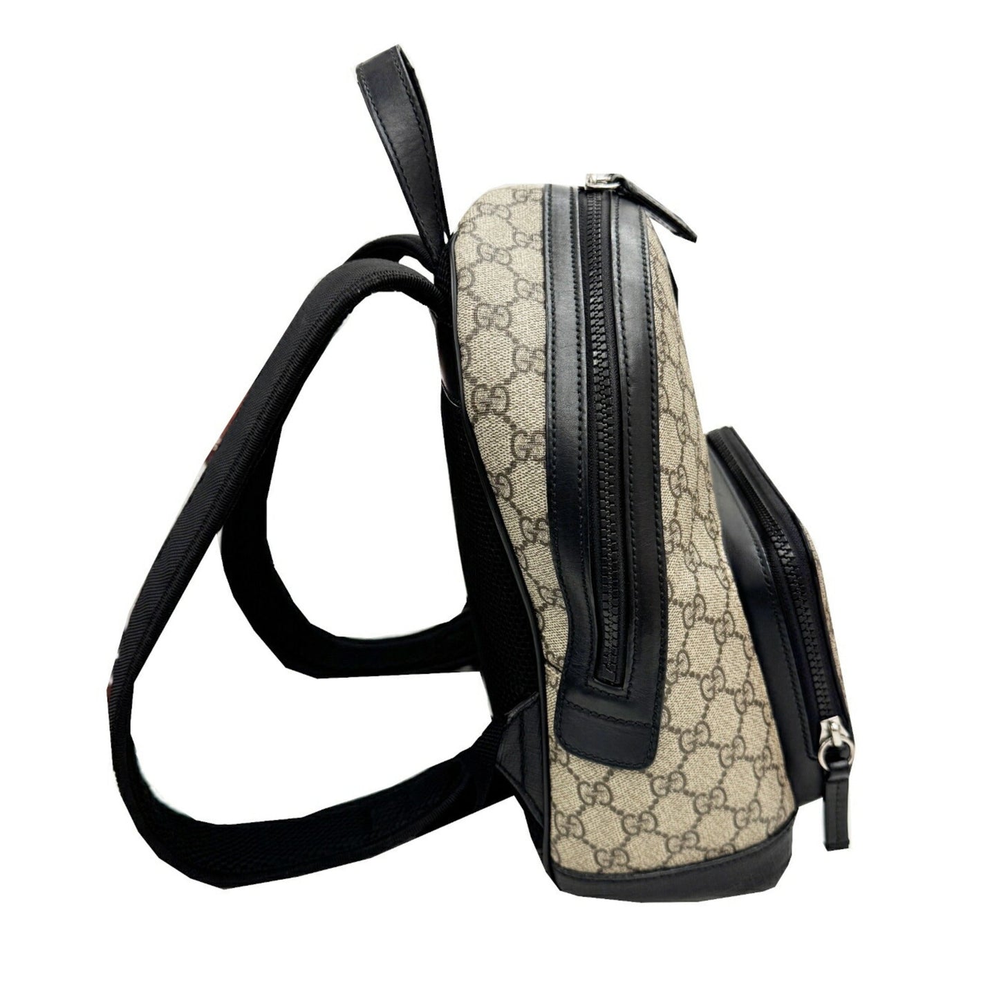 Gucci Beige Black Gg Supreme Leather Backpack