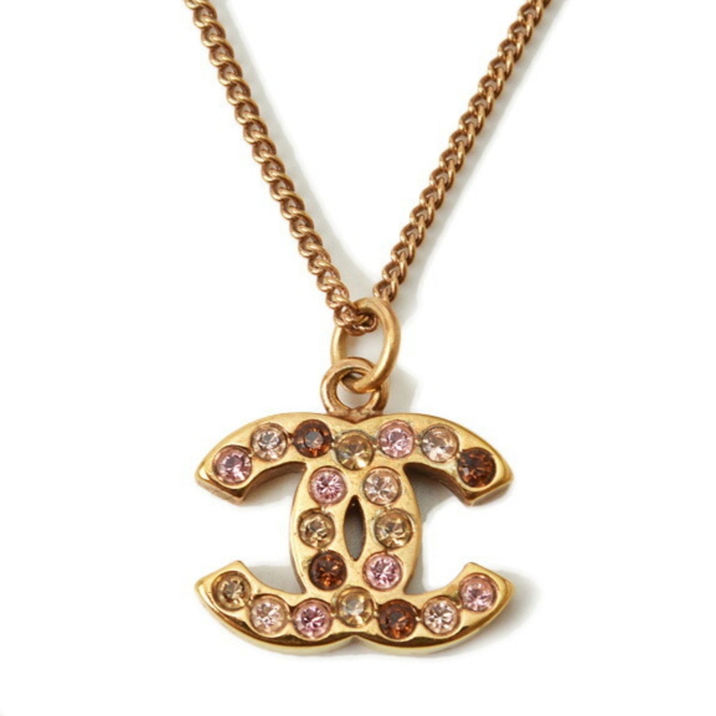 Chanel necklace/pendant CHANEL coco mark/CC rhinestone gold/rose multi