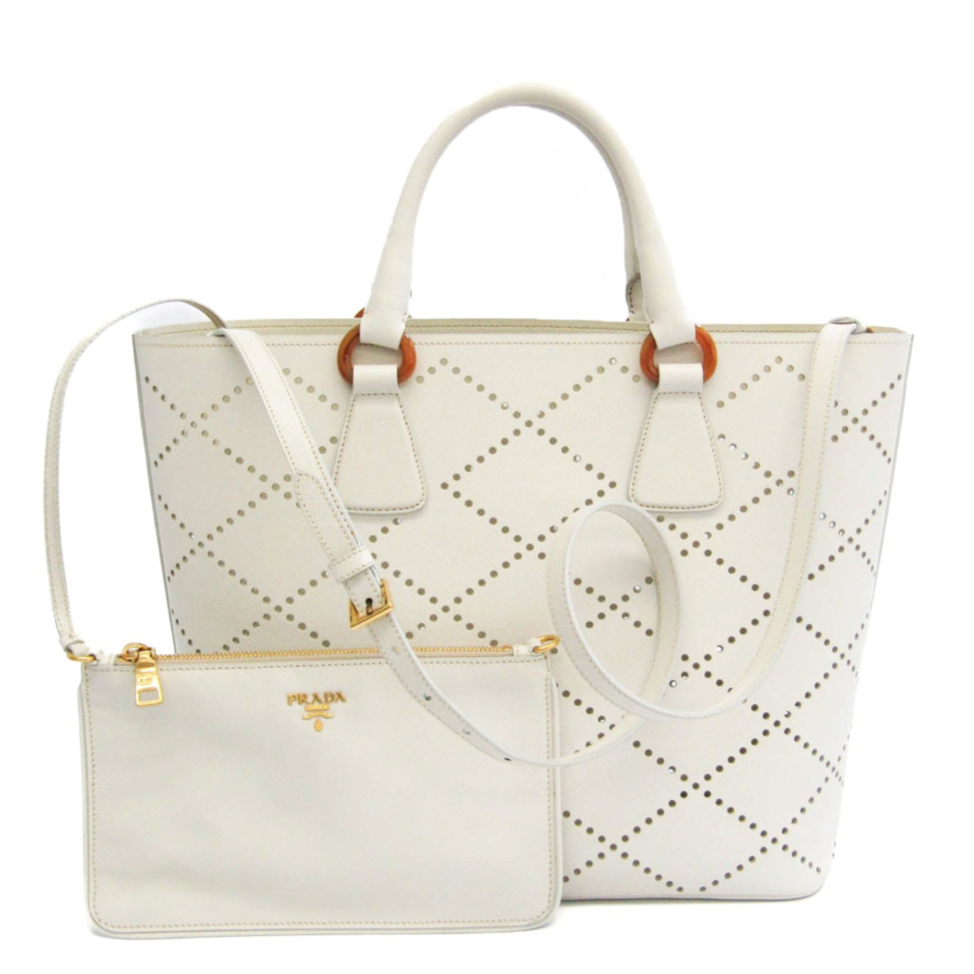 Prada Women Handbag Shoulder Bag Leather White