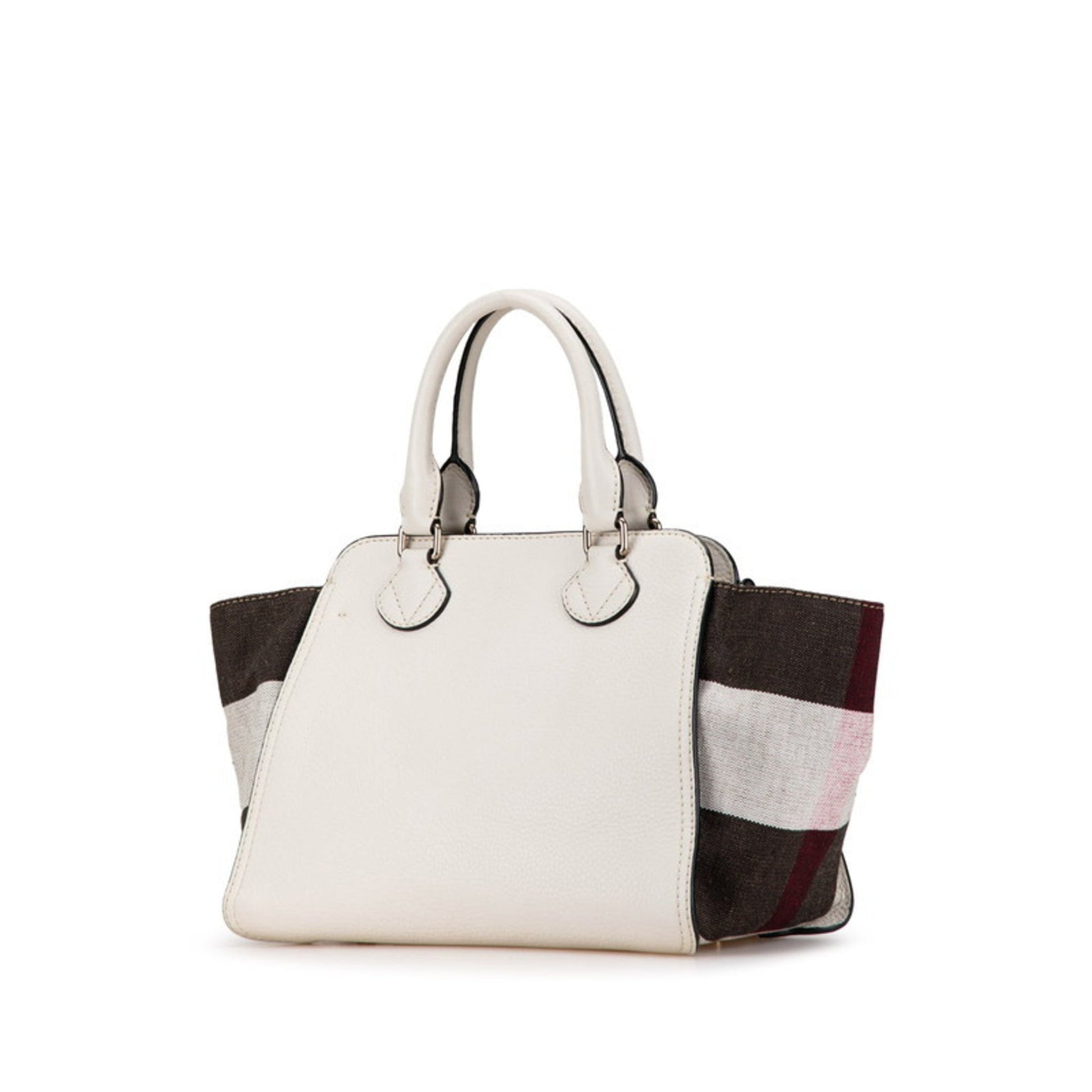 Burberry Color Handbag Tote Bag Leather Canvas Black
