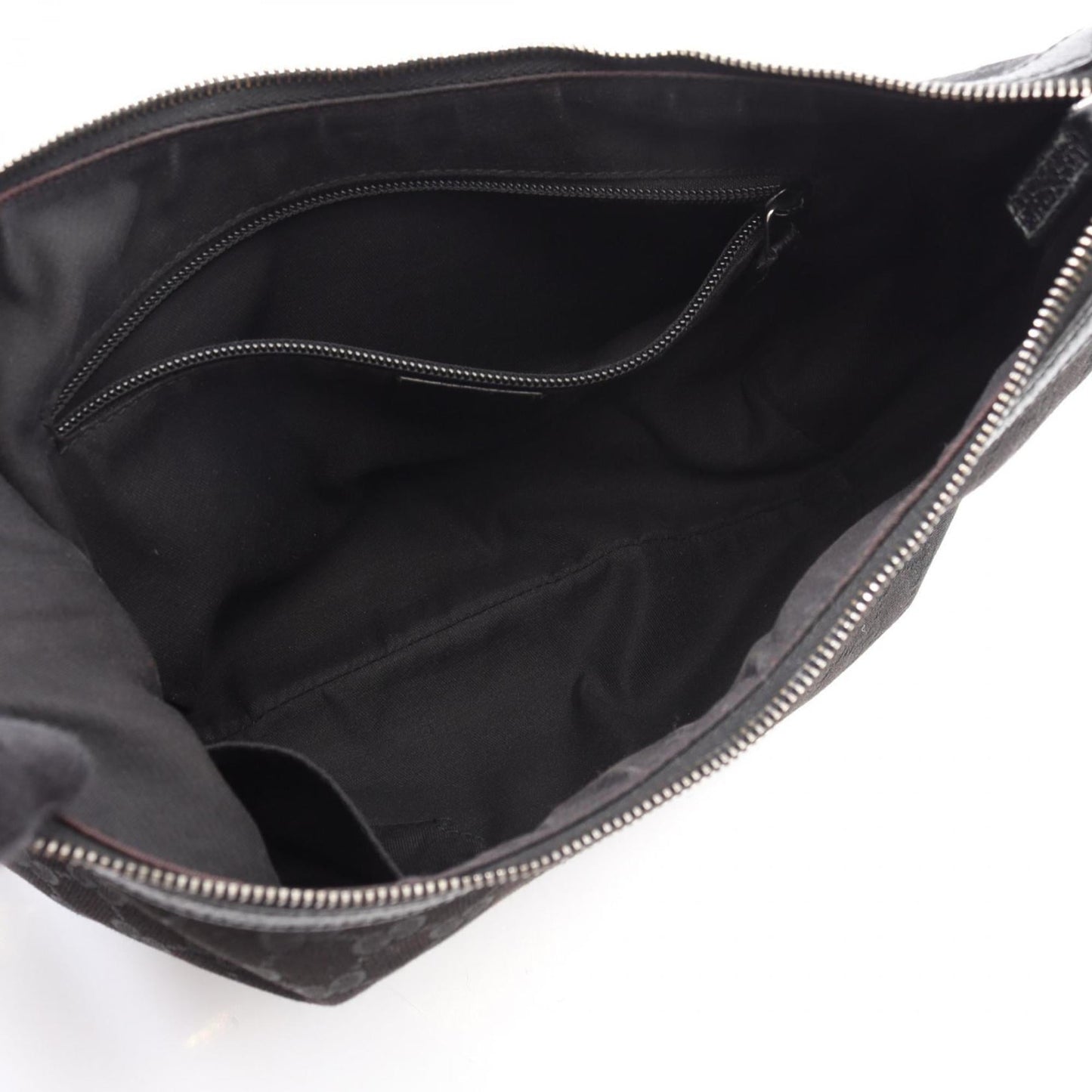 Gucci Black Gg Canvas Leather Shoulder Bag