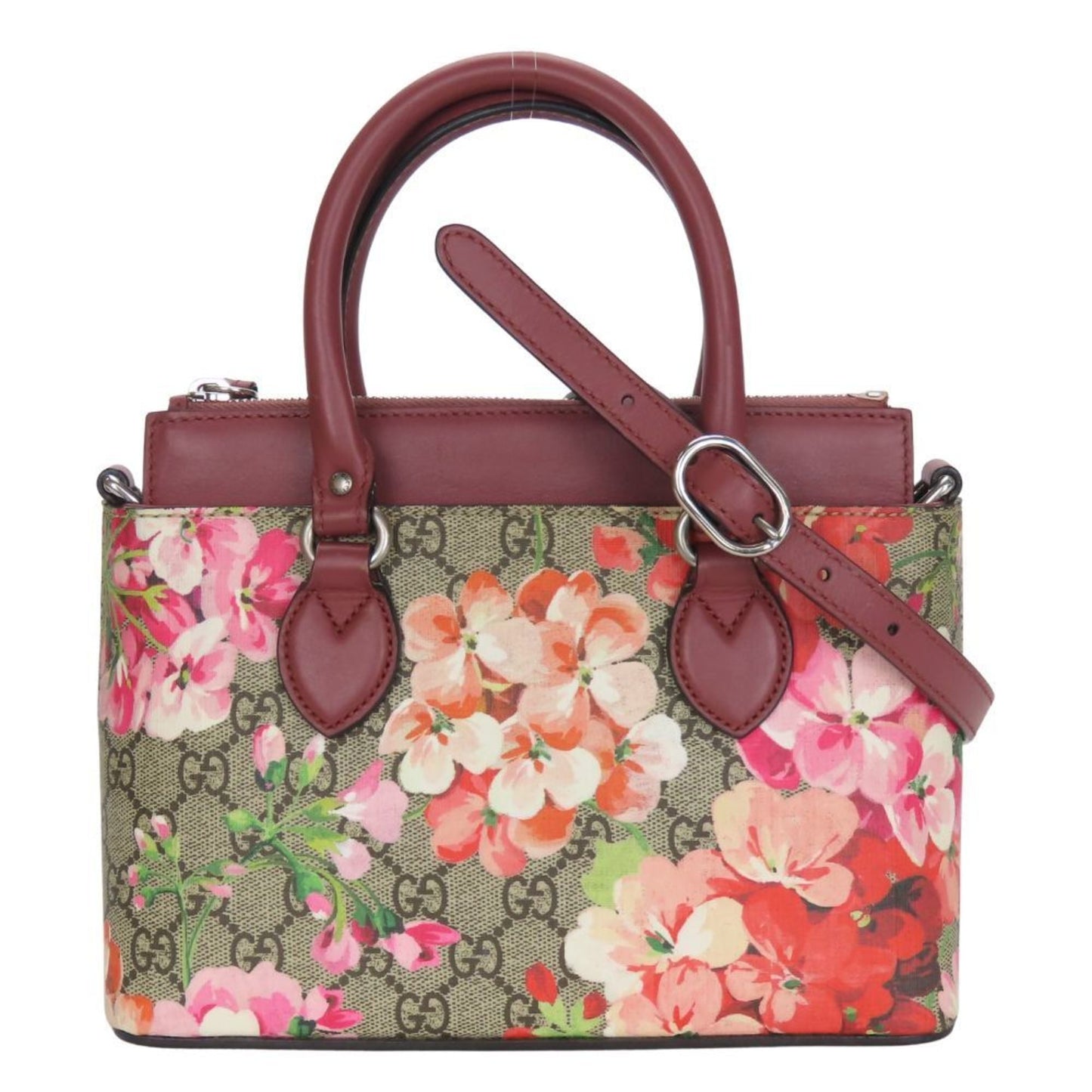 Gucci Gg Blooms Beige Pink Red Color Gg Supreme Handbag