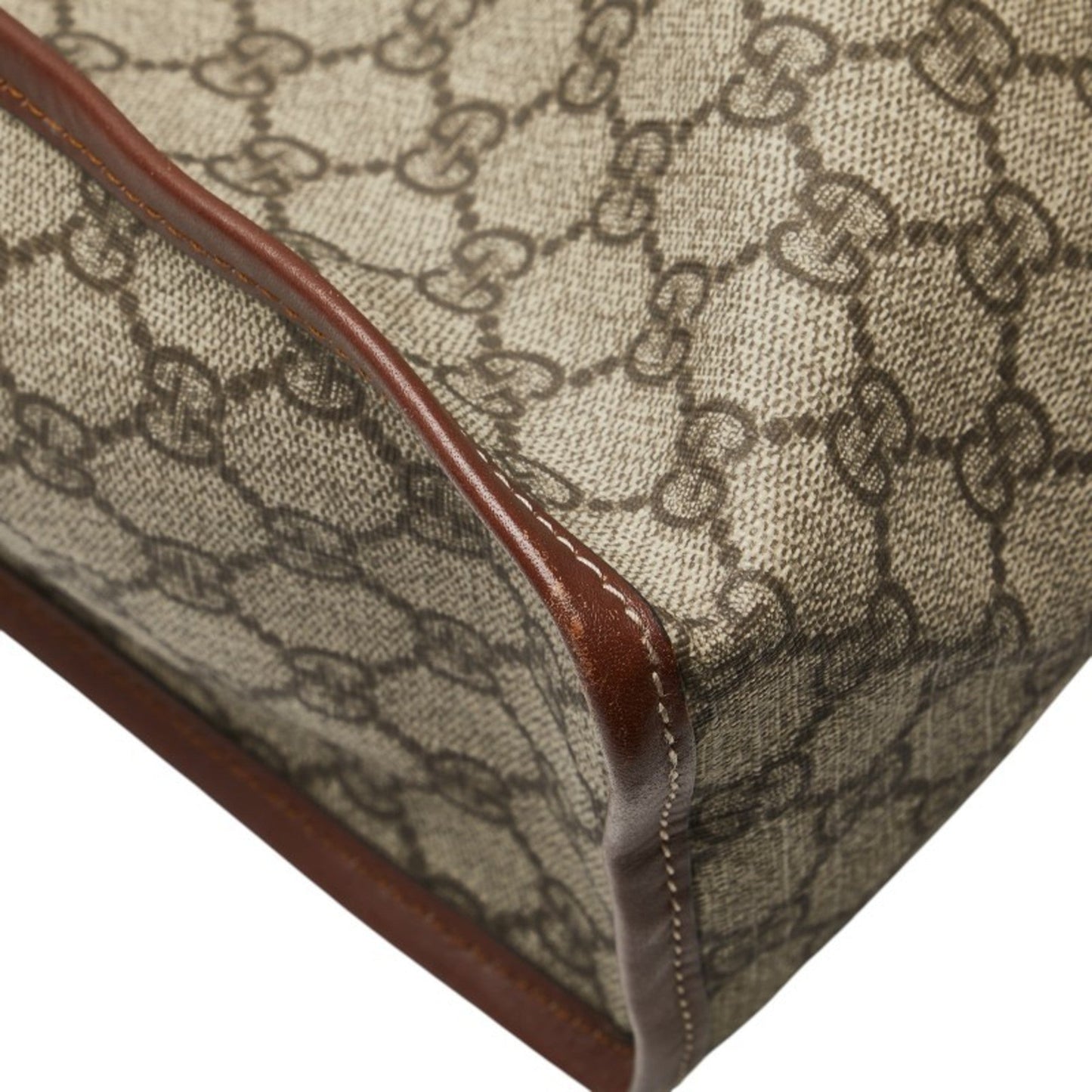 Gucci Sherry Line Beige Brown Pvc Leather Tote Bag