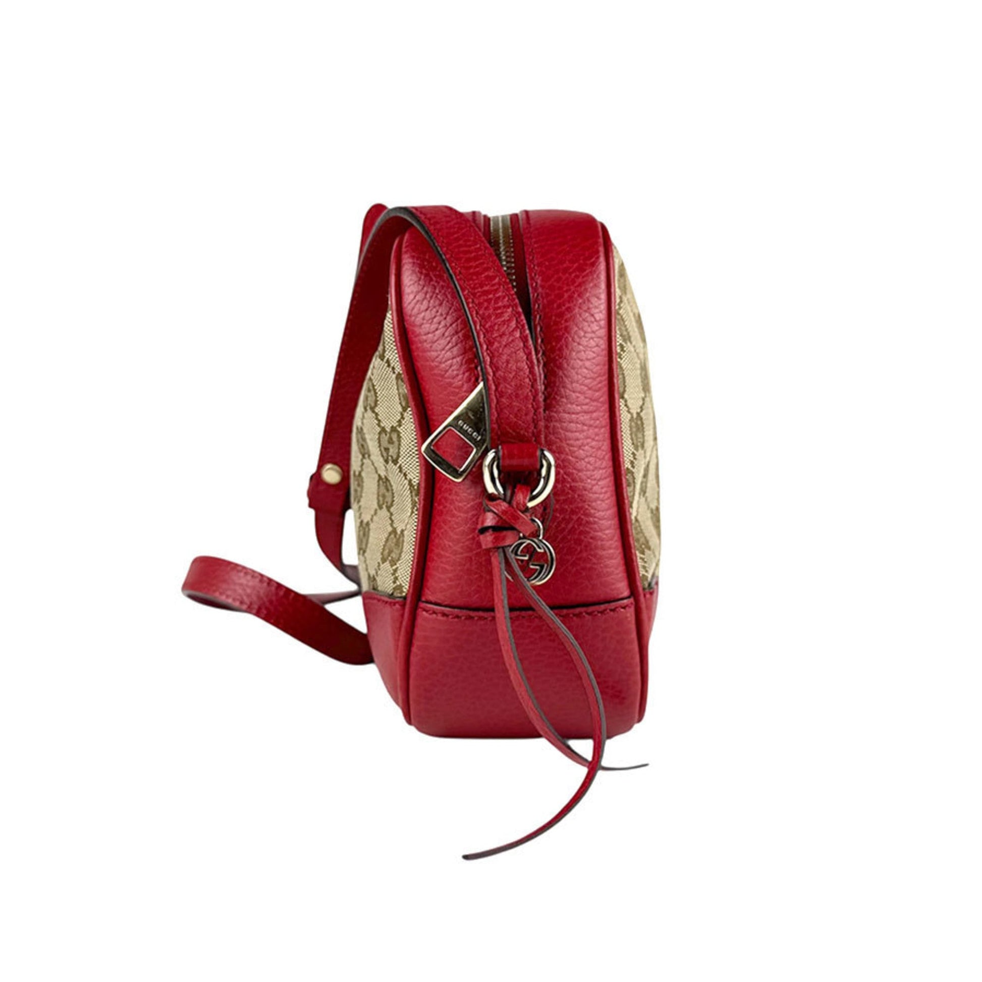 Gucci Brown Red Color Gg Canvas Leather Shoulder Bag