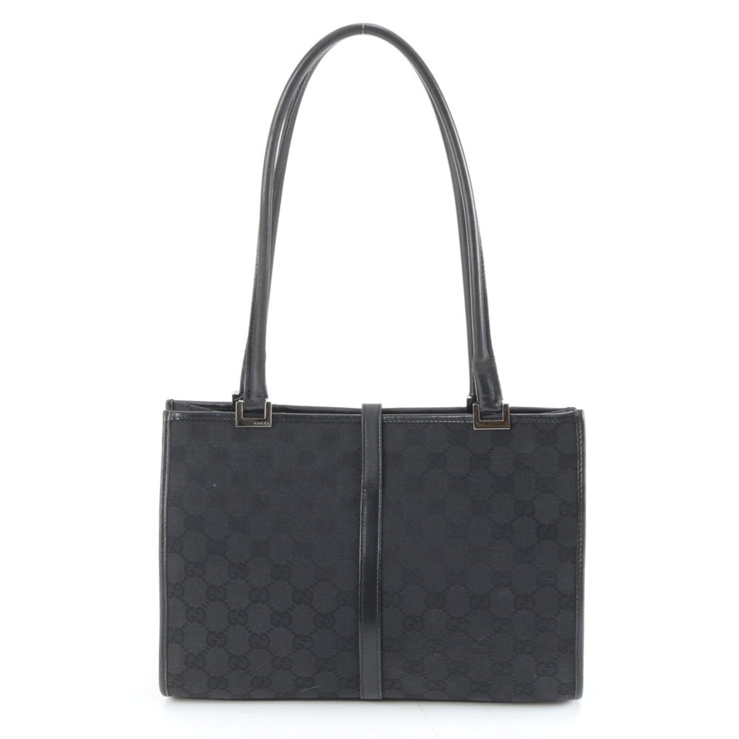 Gucci Black Leather Canvas Tote Bag