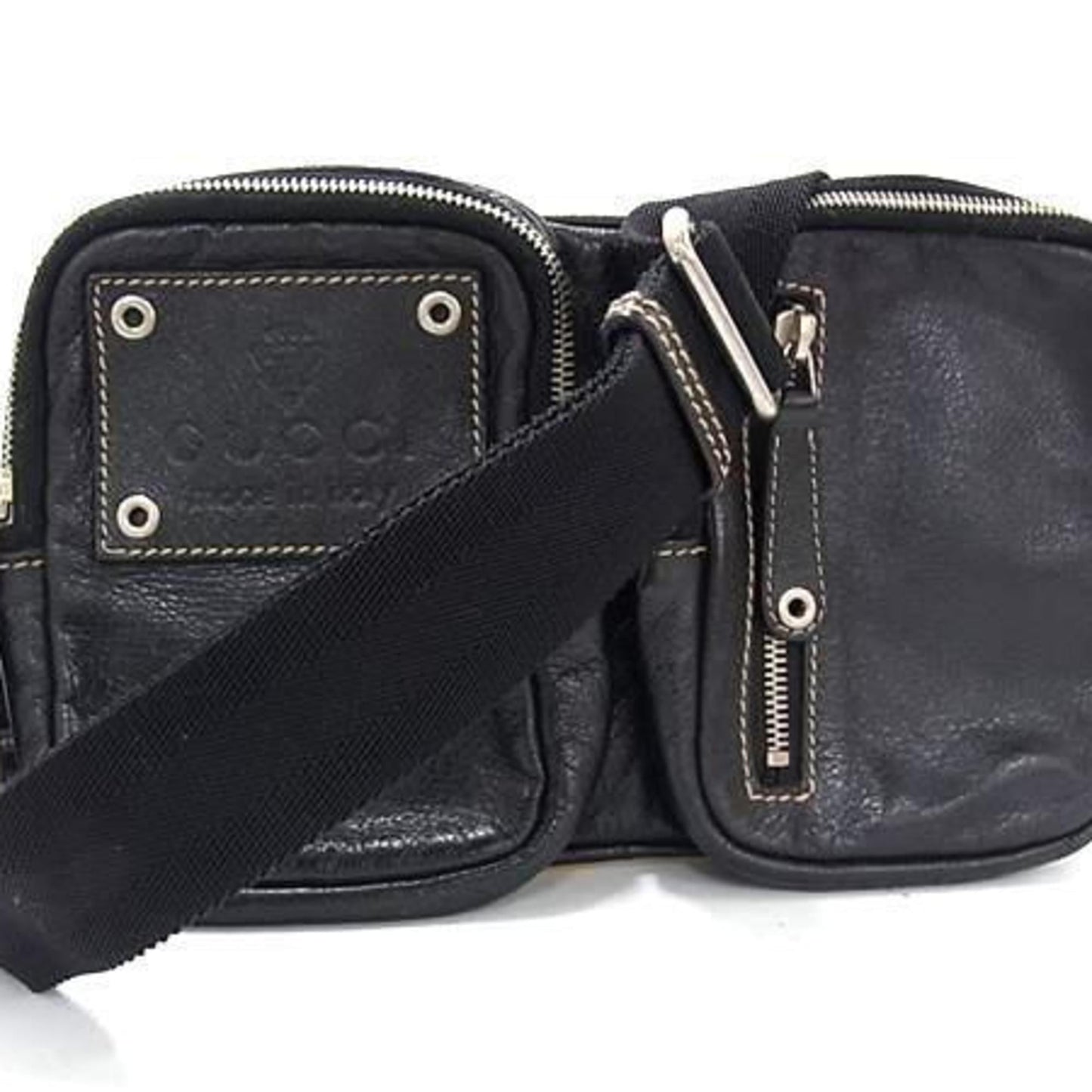 Gucci Black Leather Fanny Pack Sling Bag