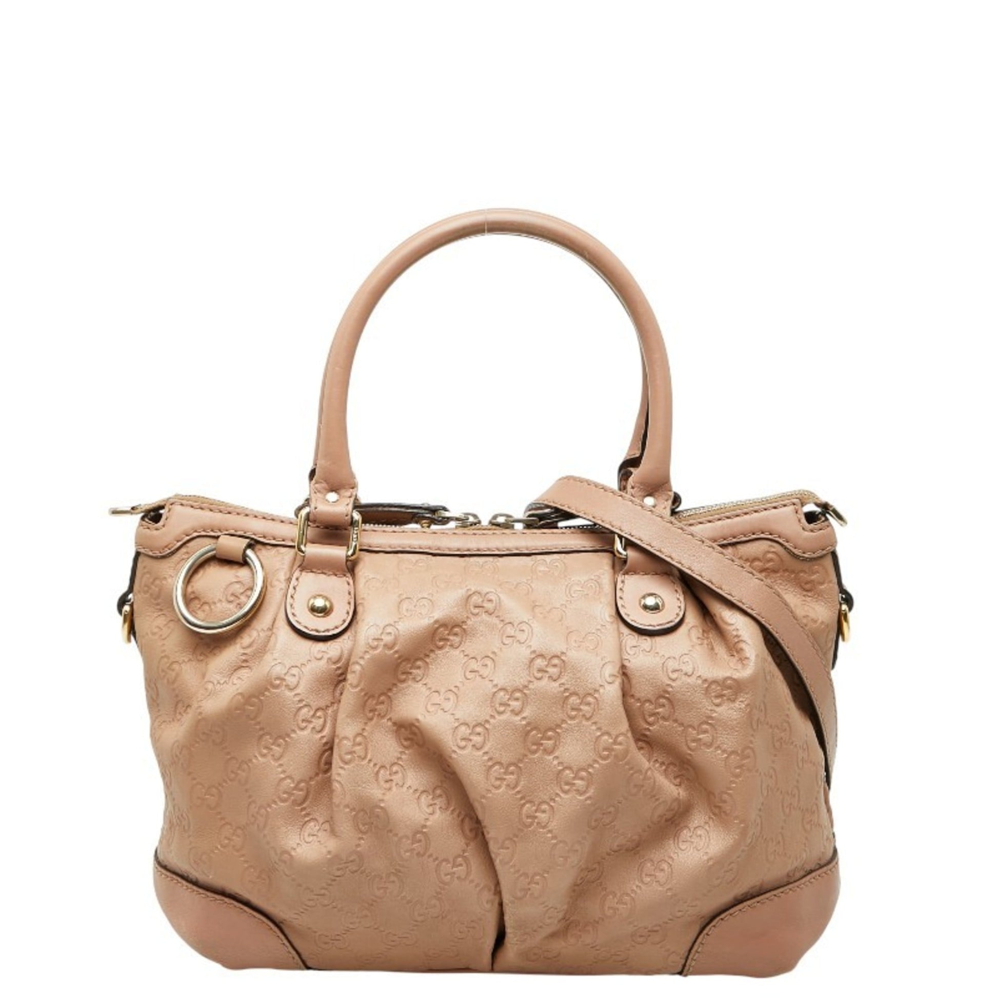 Gucci Beige Pink Canvas Leather Handbag Shoulder Bag