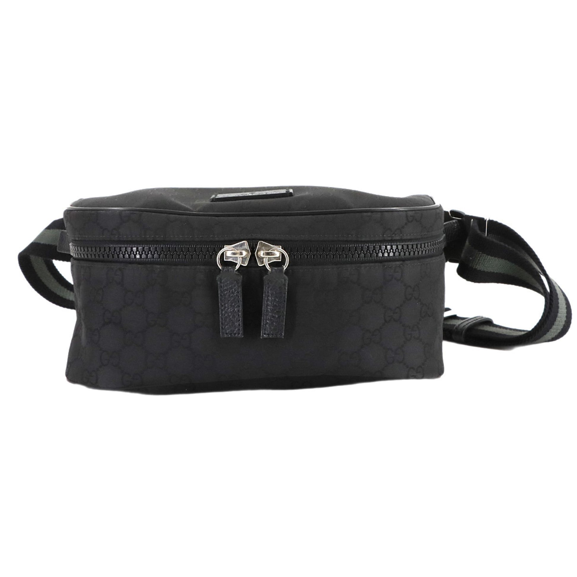 Gucci Black Nylon Leather Fanny Pack Sling Bag
