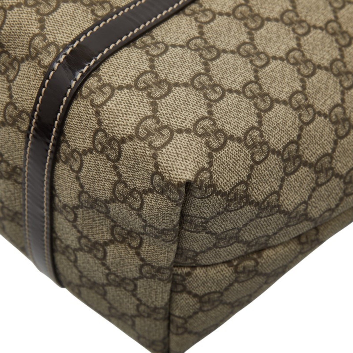 Gucci Beige Brown Pvc Leather Handbag Tote Bag