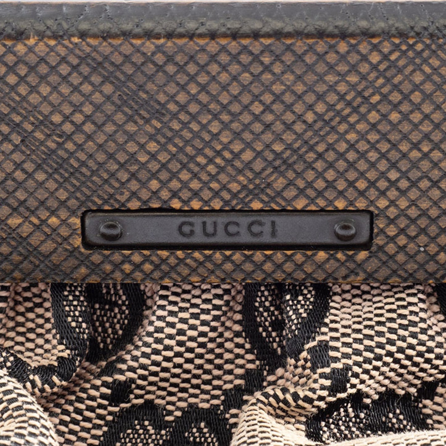 Gucci Gg Canvas Beige Black Gg Canvas Leather Handbag