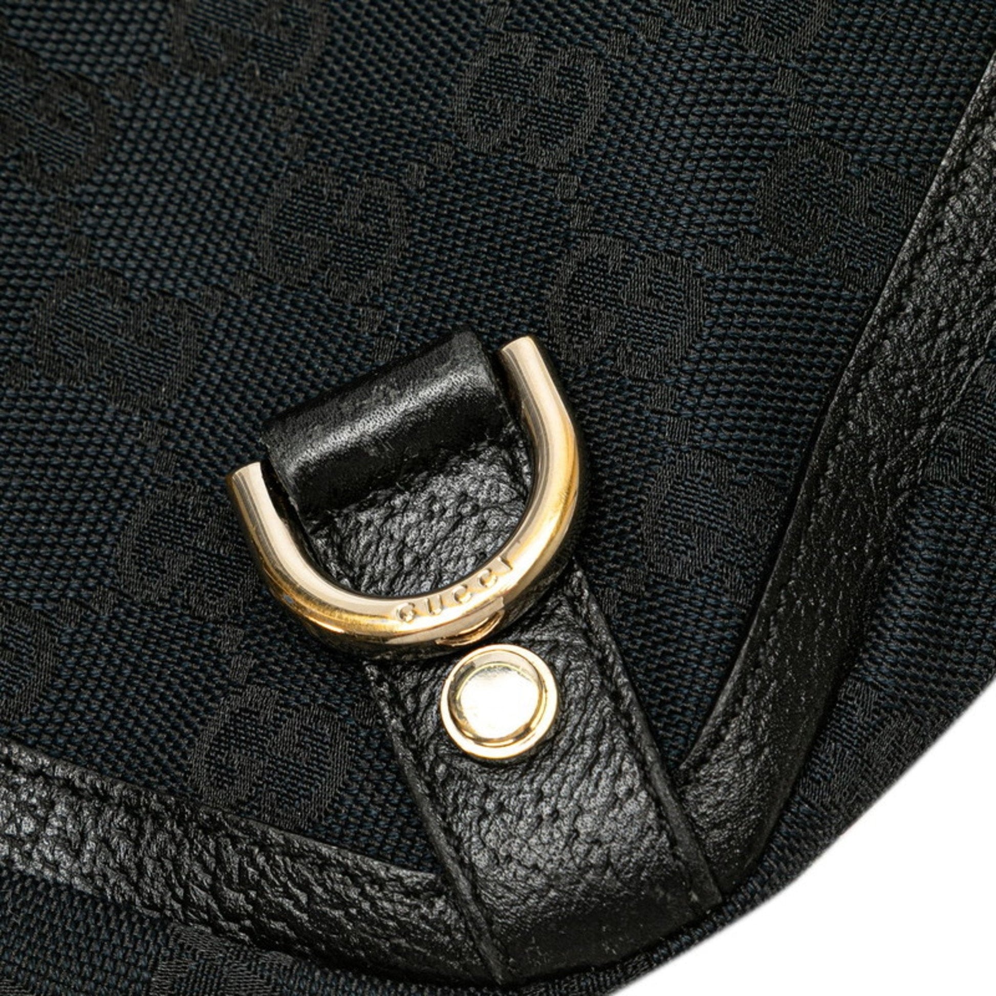 Gucci Gg Canvas Black Canvas Leather Handbag Tote Bag
