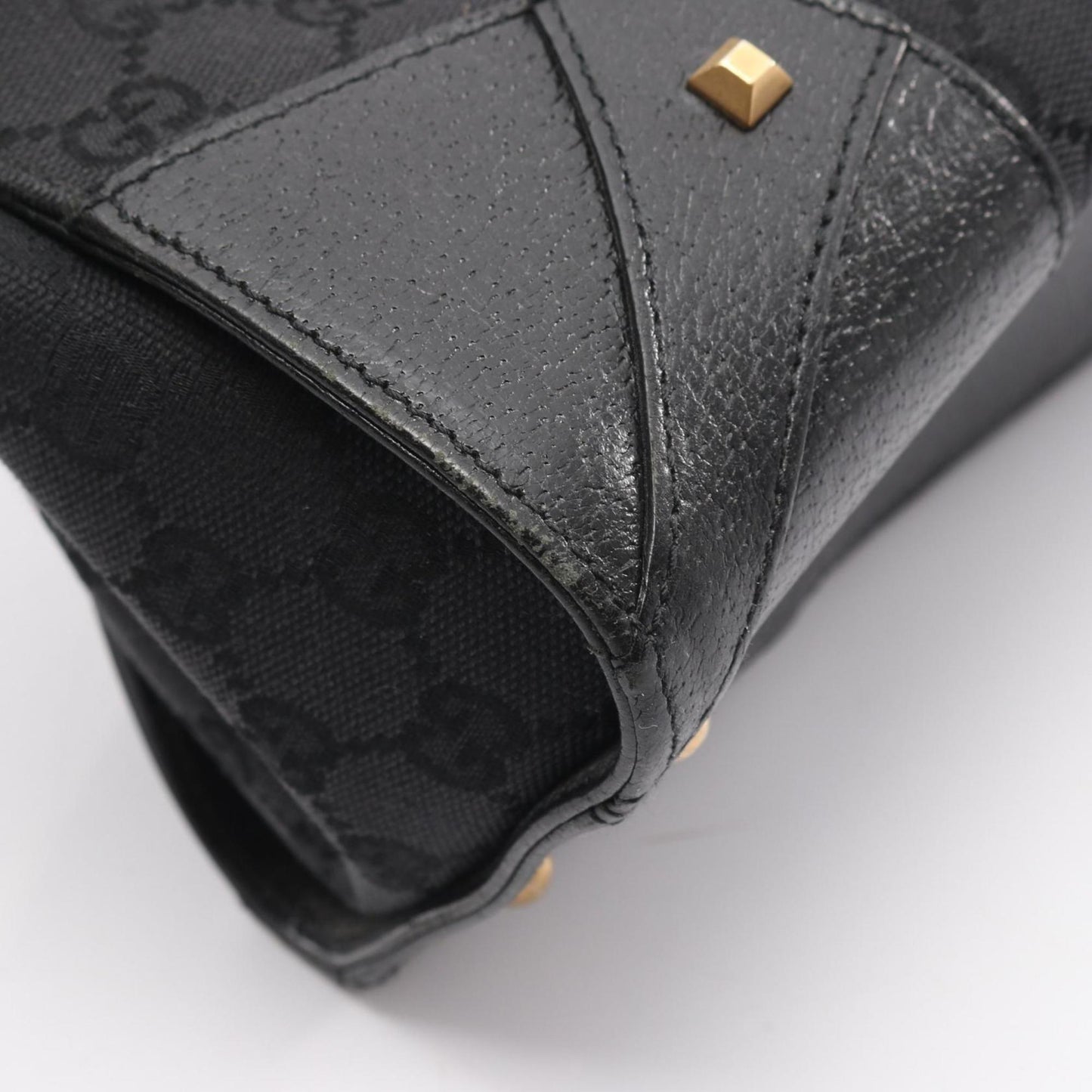 Gucci Black Canvas Leather Handbag