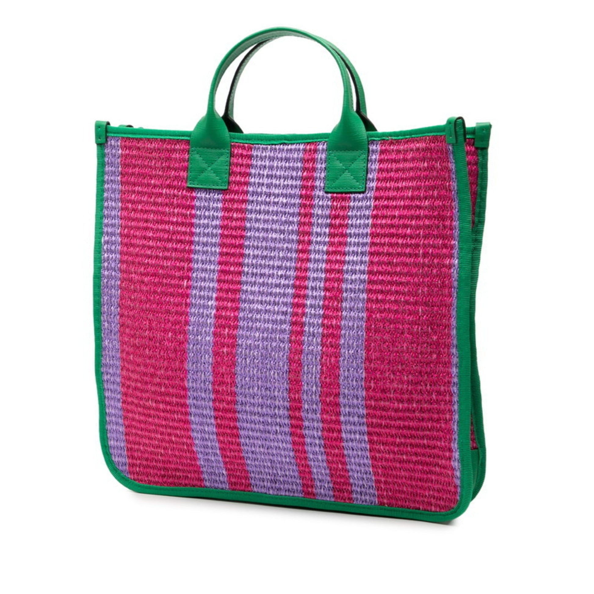 Gucci Green Purple Canvas Handbag Tote Bag