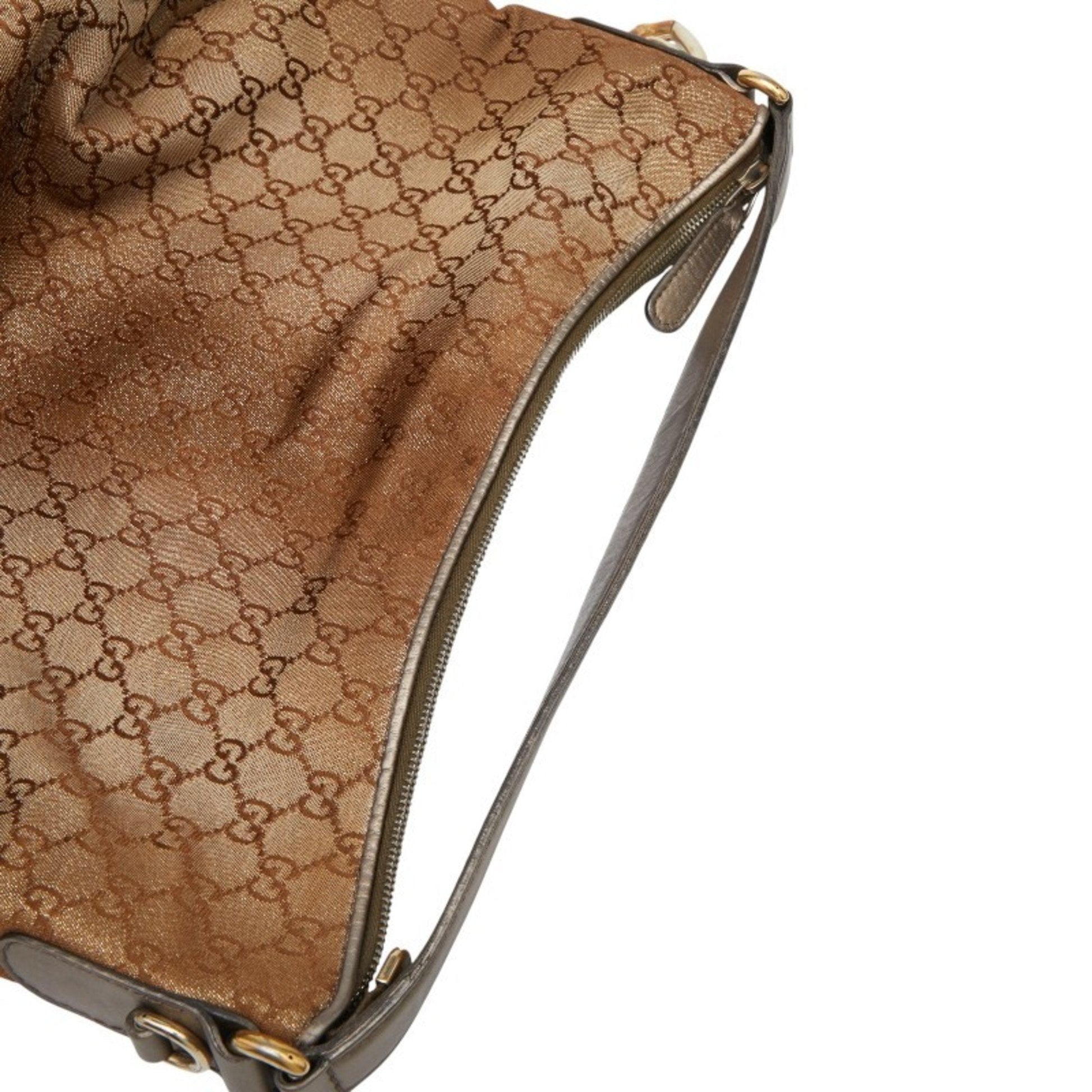 Gucci Brown Canvas Leather Shoulder Bag