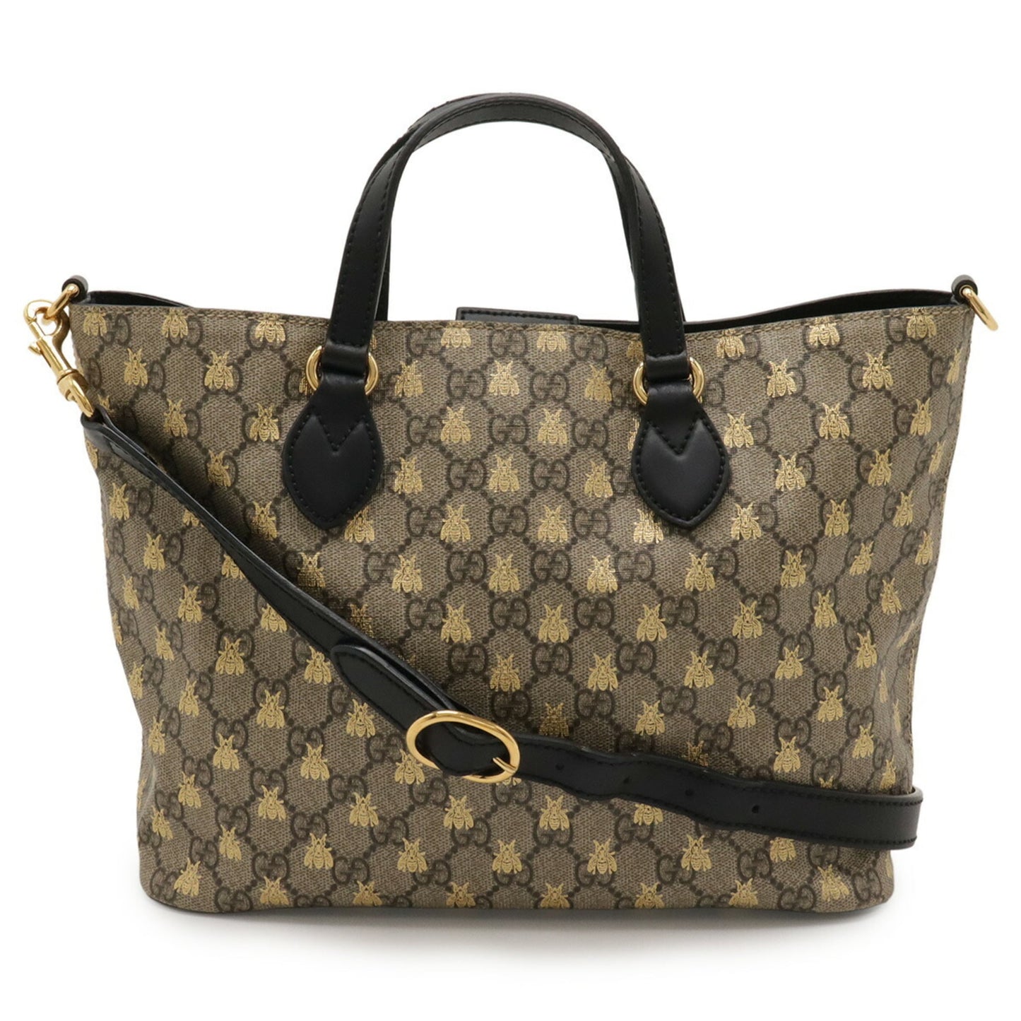 Gucci Beige Brown Gg Supreme Canvas Pvc Coated Canvas Leather Handbag Shoulder Bag Tote Bag