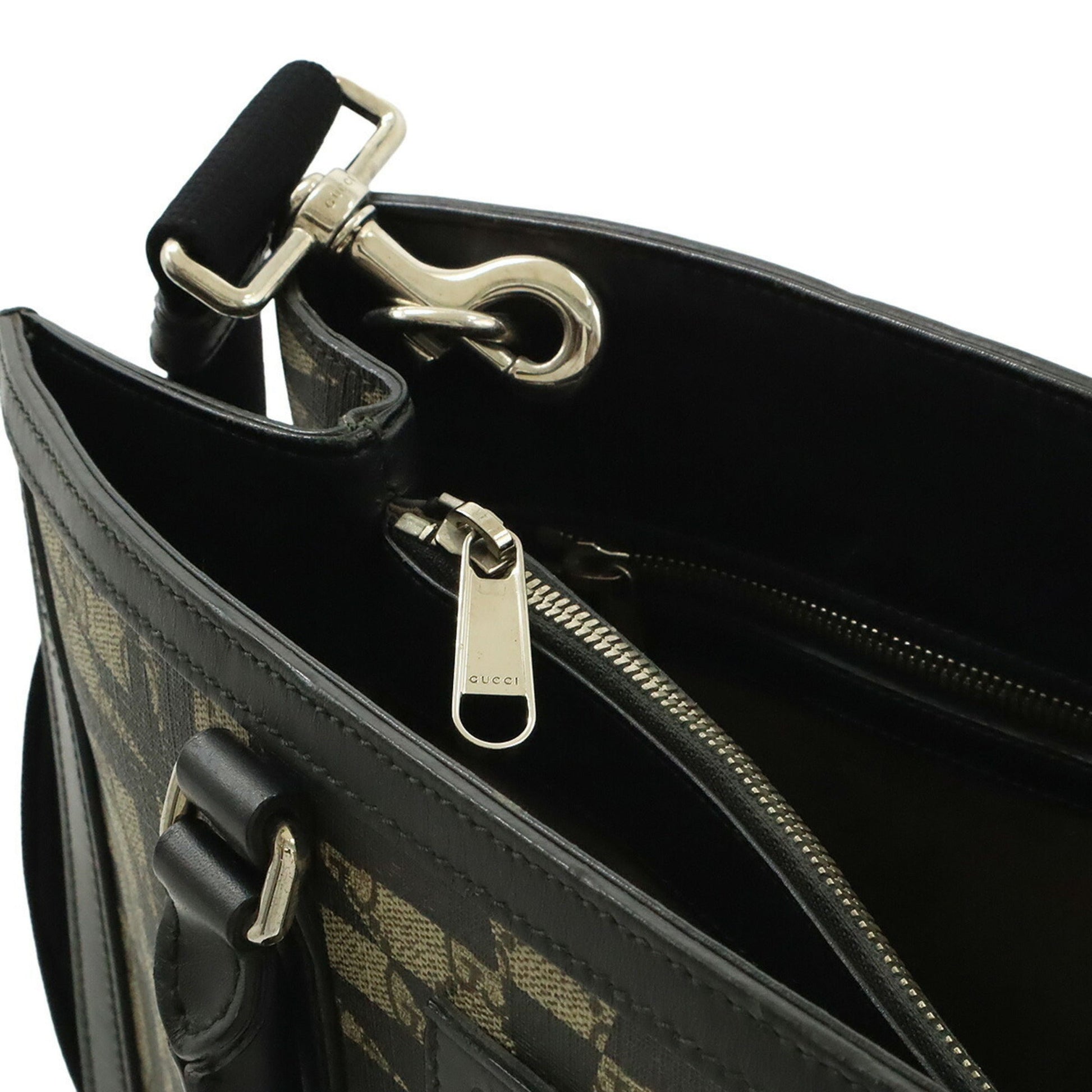 Gucci Beige Black Gg Supreme Leather Shoulder Bag Tote Bag