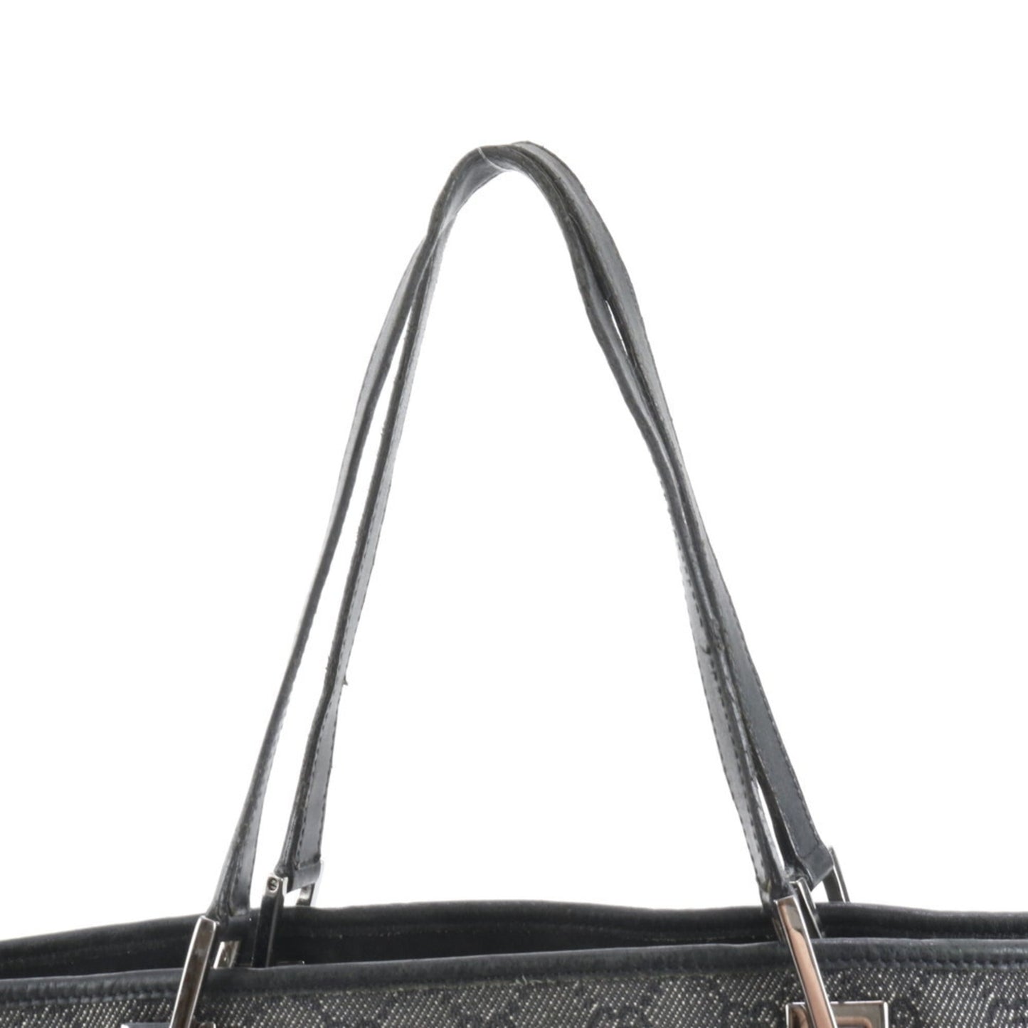 Gucci Black Leather Canvas Tote Bag