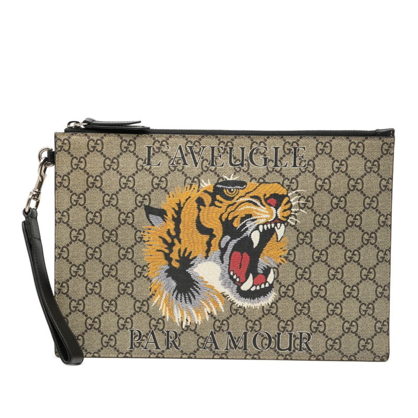 Gucci Beige Black Multi-Color Pvc Leather Clutch Bag