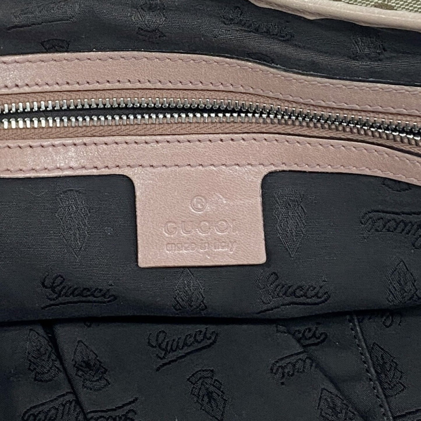 Gucci Beige Pink Canvas Tote Bag
