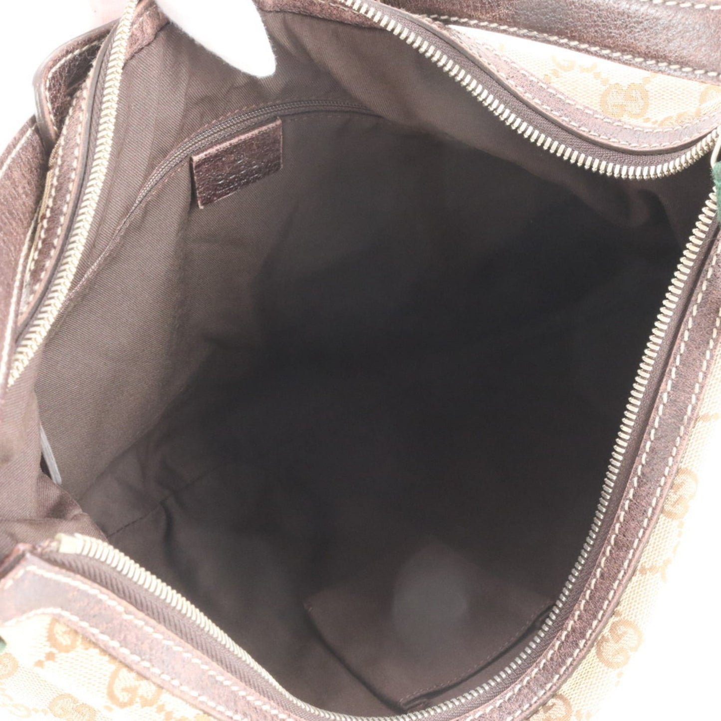 Gucci Brown Leather Canvas Shoulder Bag