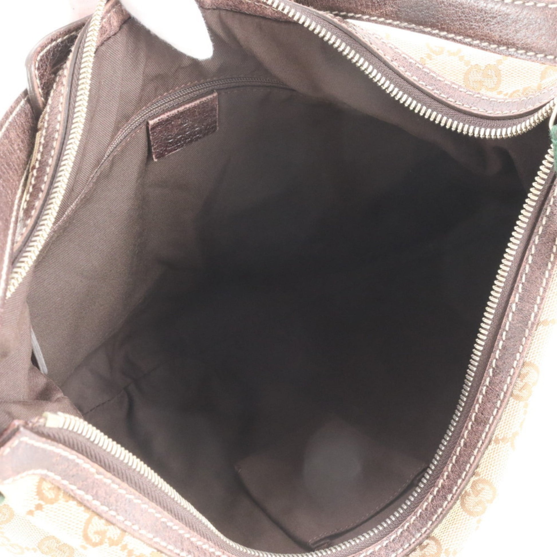 Gucci Brown Leather Canvas Shoulder Bag