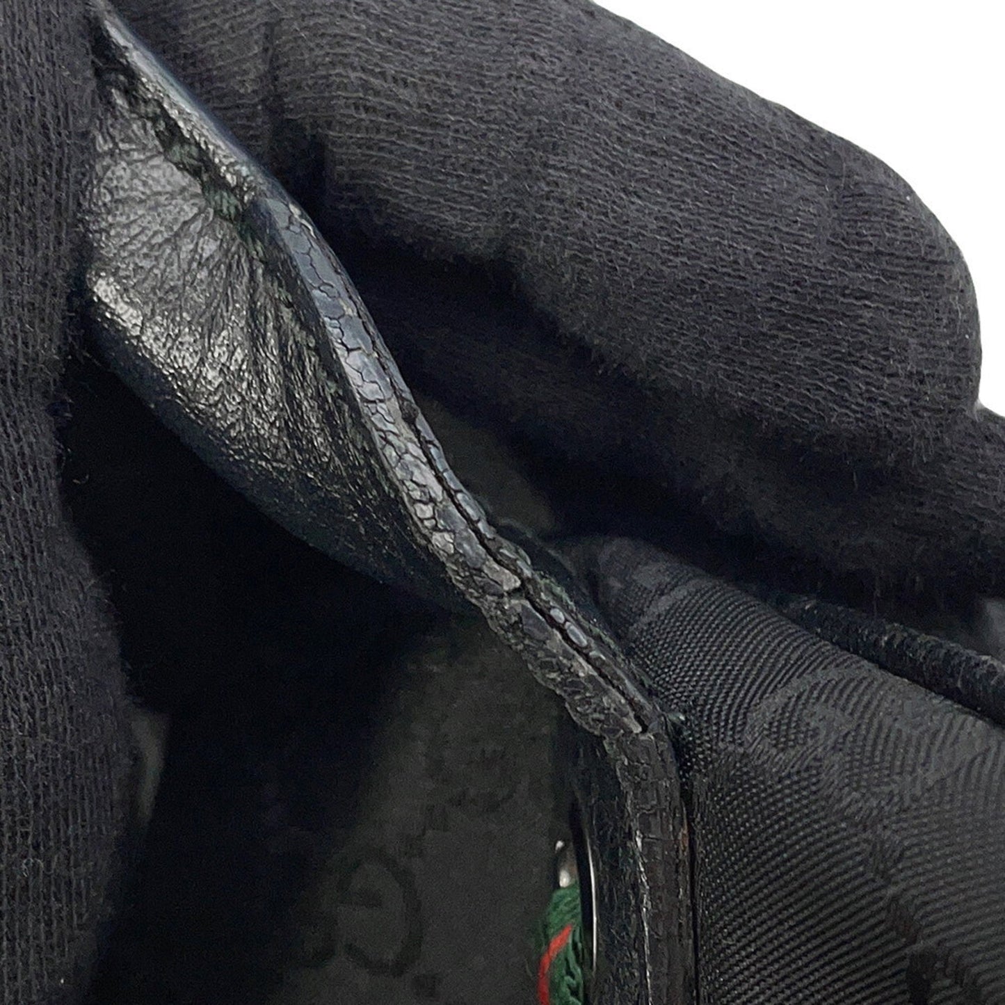 Gucci Sherry Line Black Nylon Leather Handbag