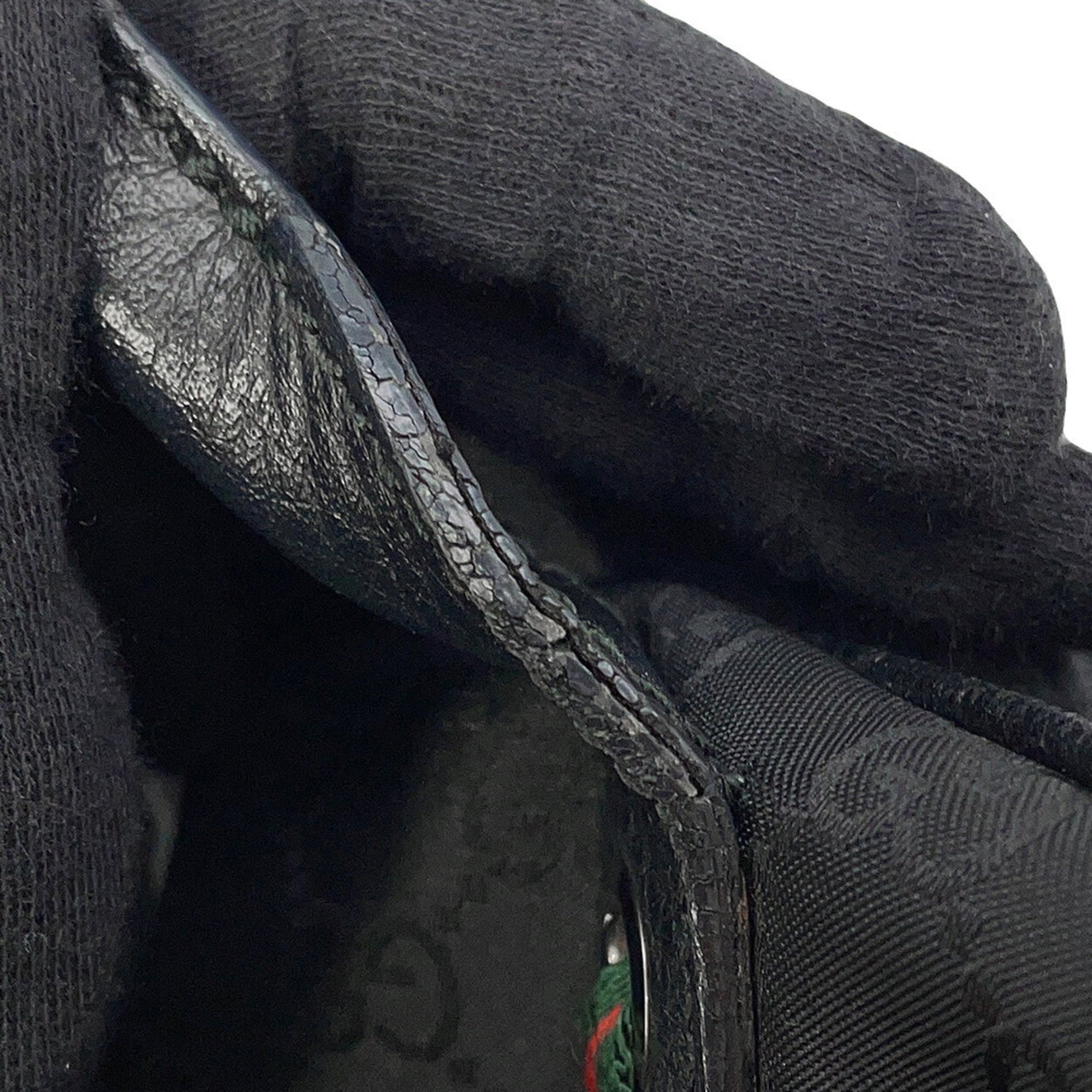 Gucci Sherry Line Black Nylon Leather Handbag