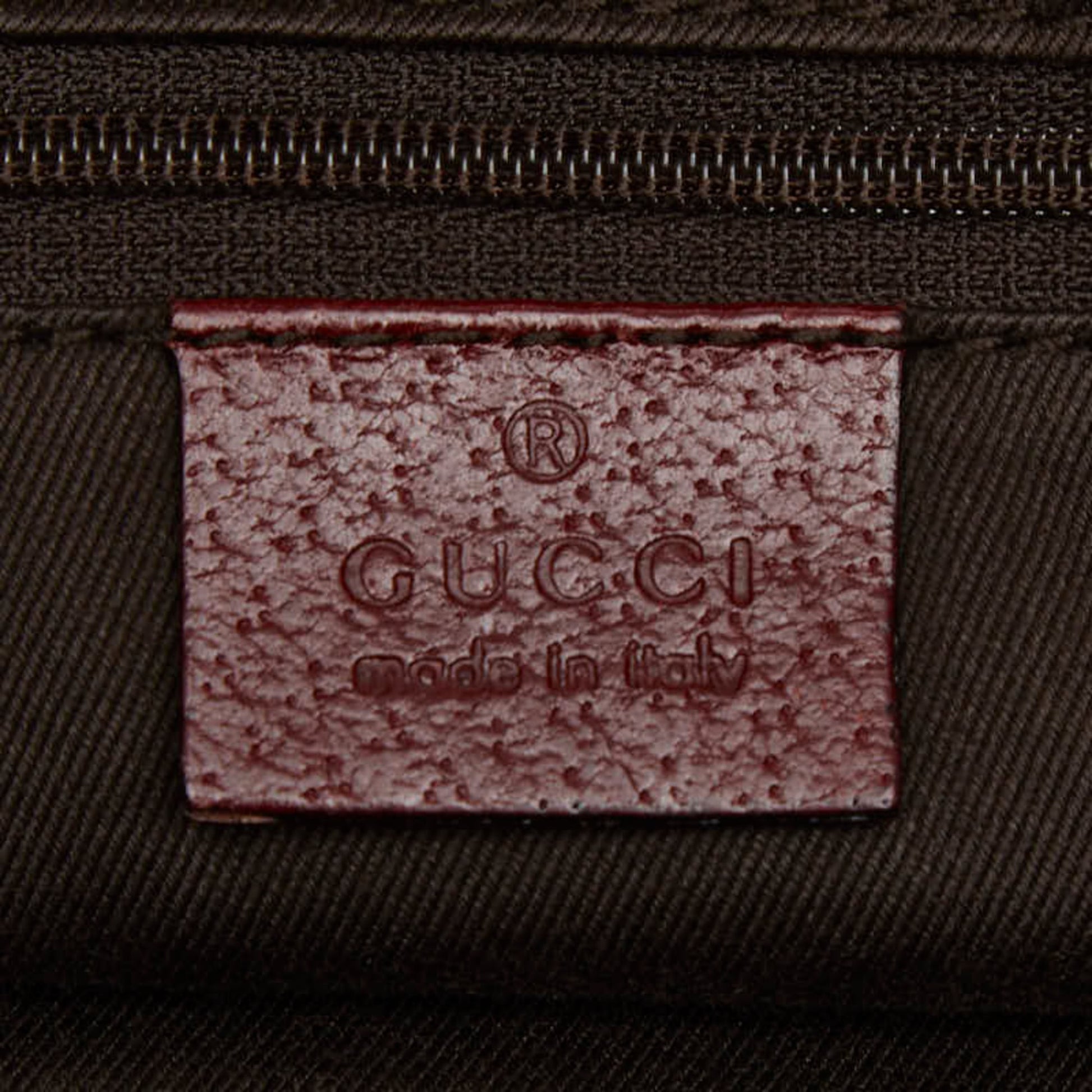 Gucci Beige Bordeaux Canvas Leather Handbag Tote Bag