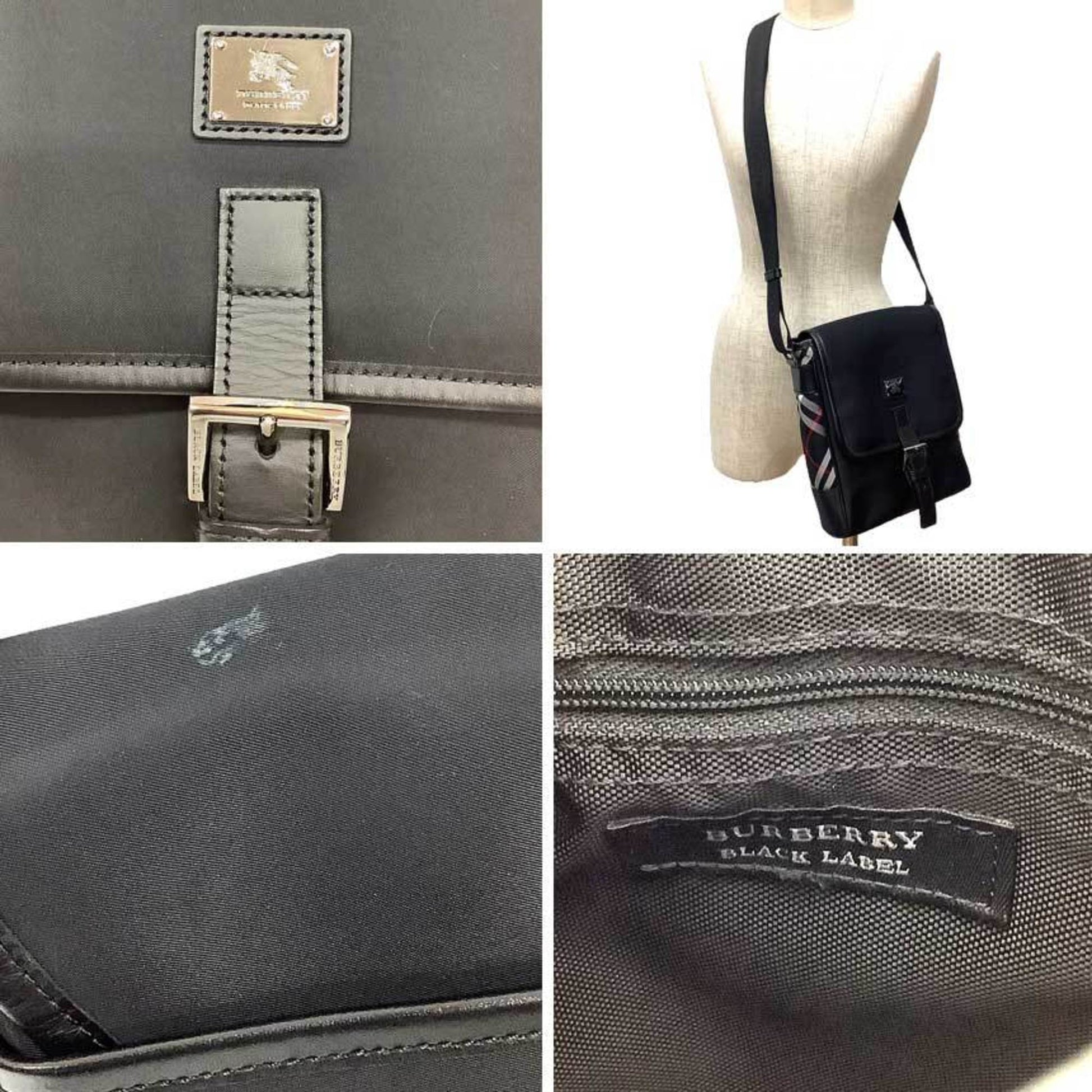 Burberry Shoulder Bag Leather Nylon Black Shoulder Bag 8