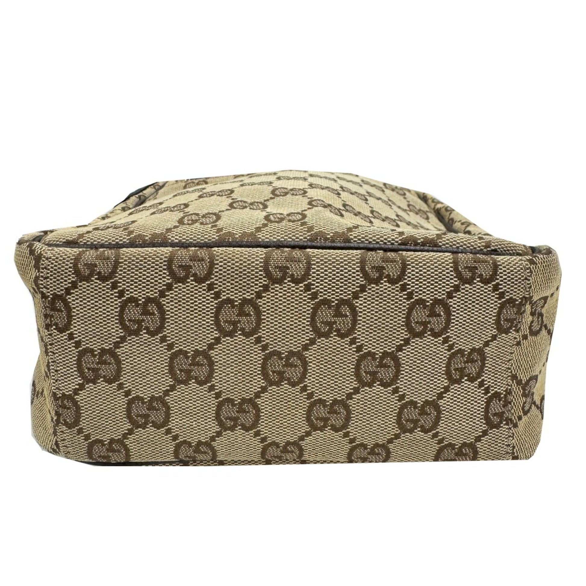 Gucci Brown Gg Canvas Leather Shoulder Bag
