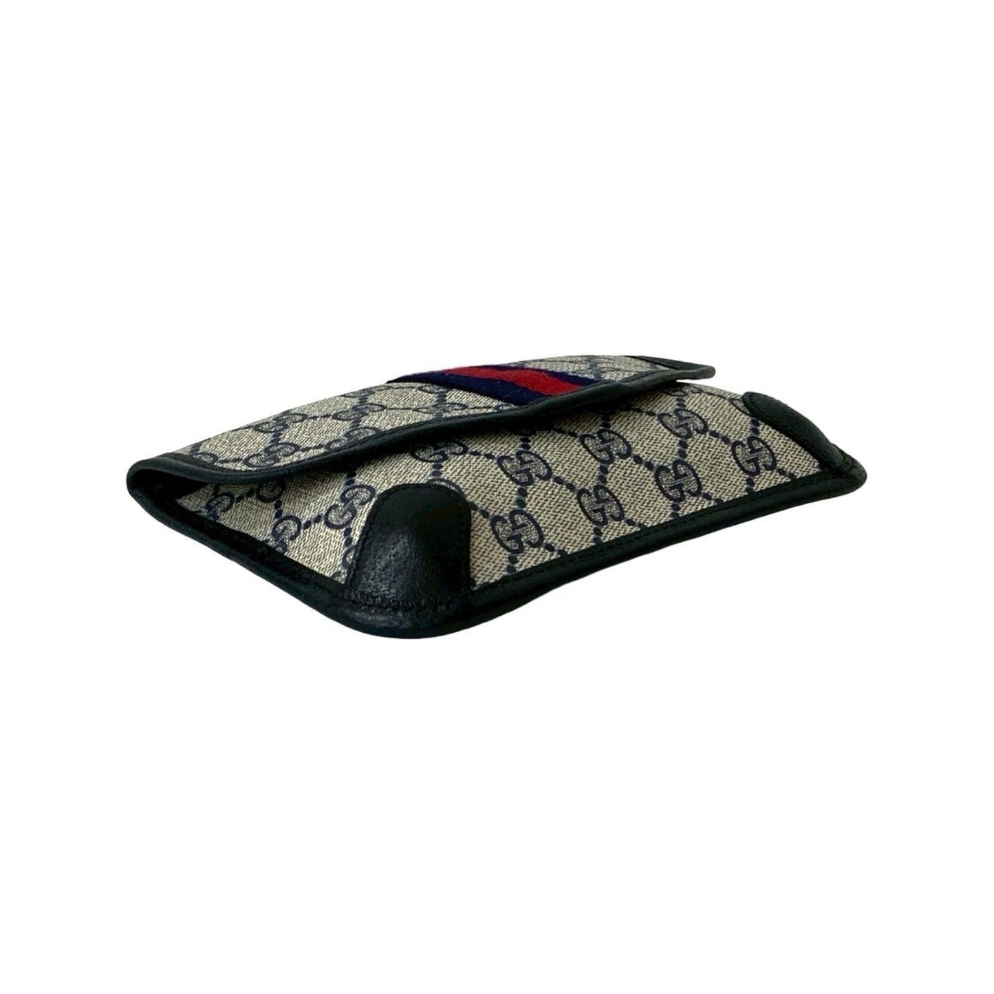 Gucci Navy Red Color Leather Pvc Pouch
