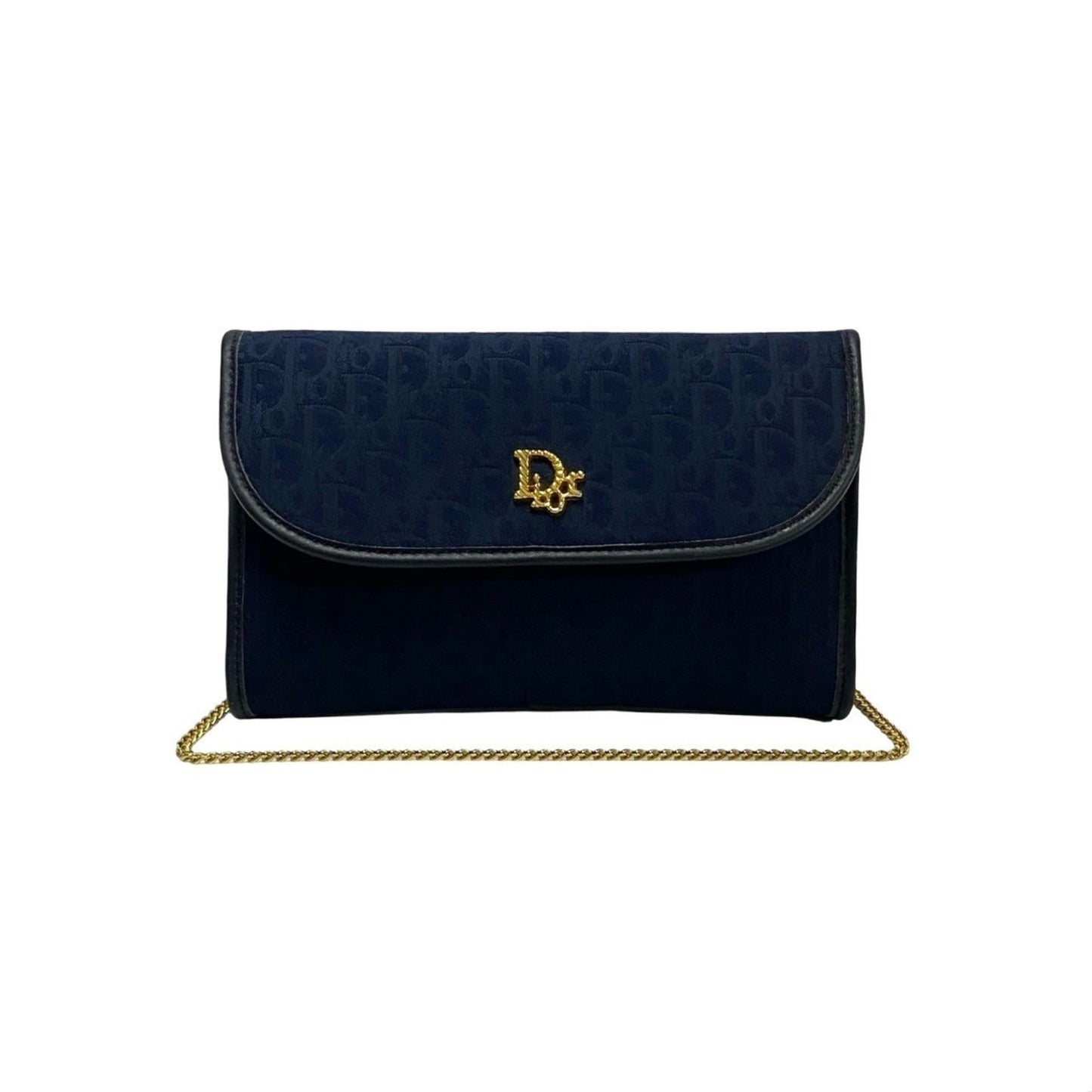 Dior Handbag Christian Shoulder Bag 3 Leather Canvas Blue