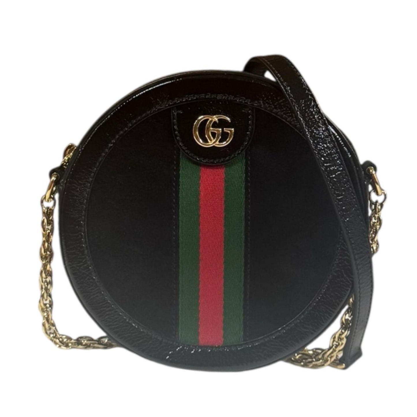 Gucci Black Patent Leather Suede Shoulder Bag