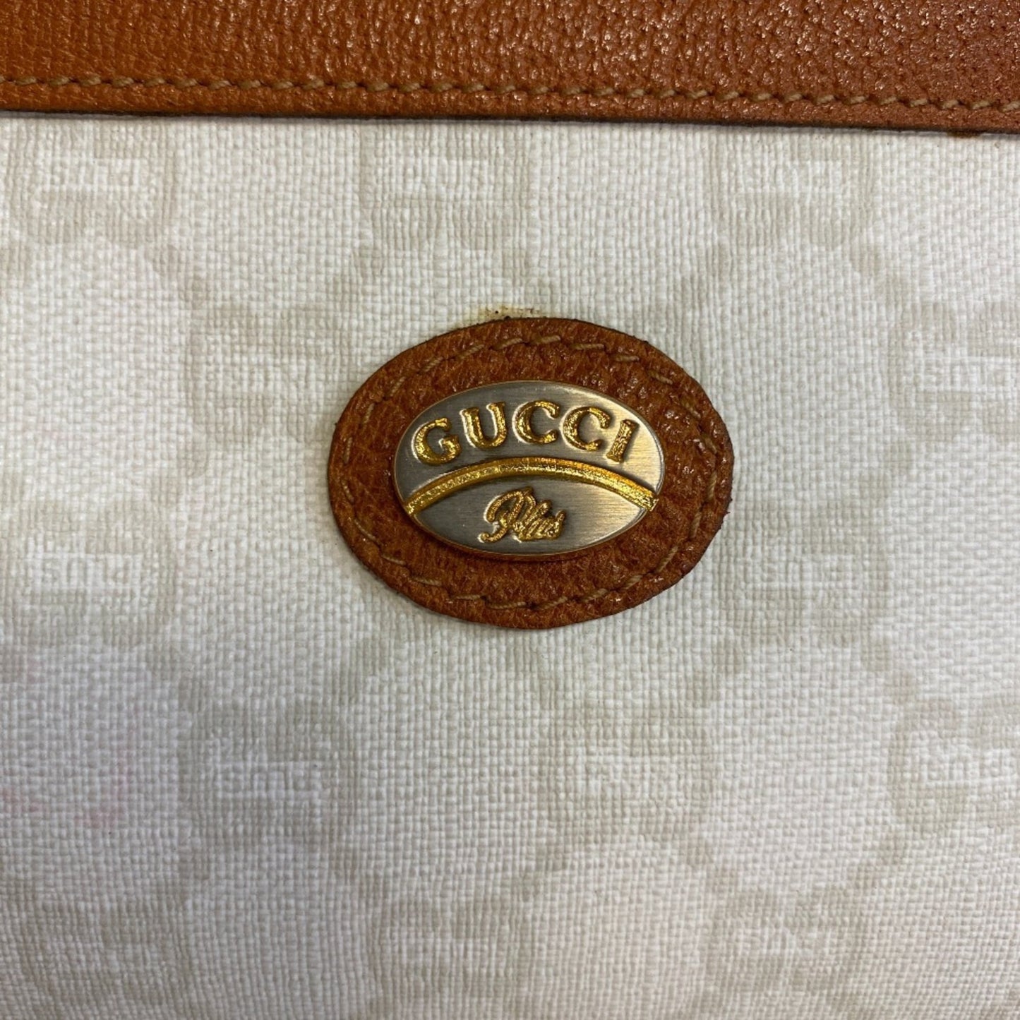 Gucci Gg Plus White Pvc Clutch Bag